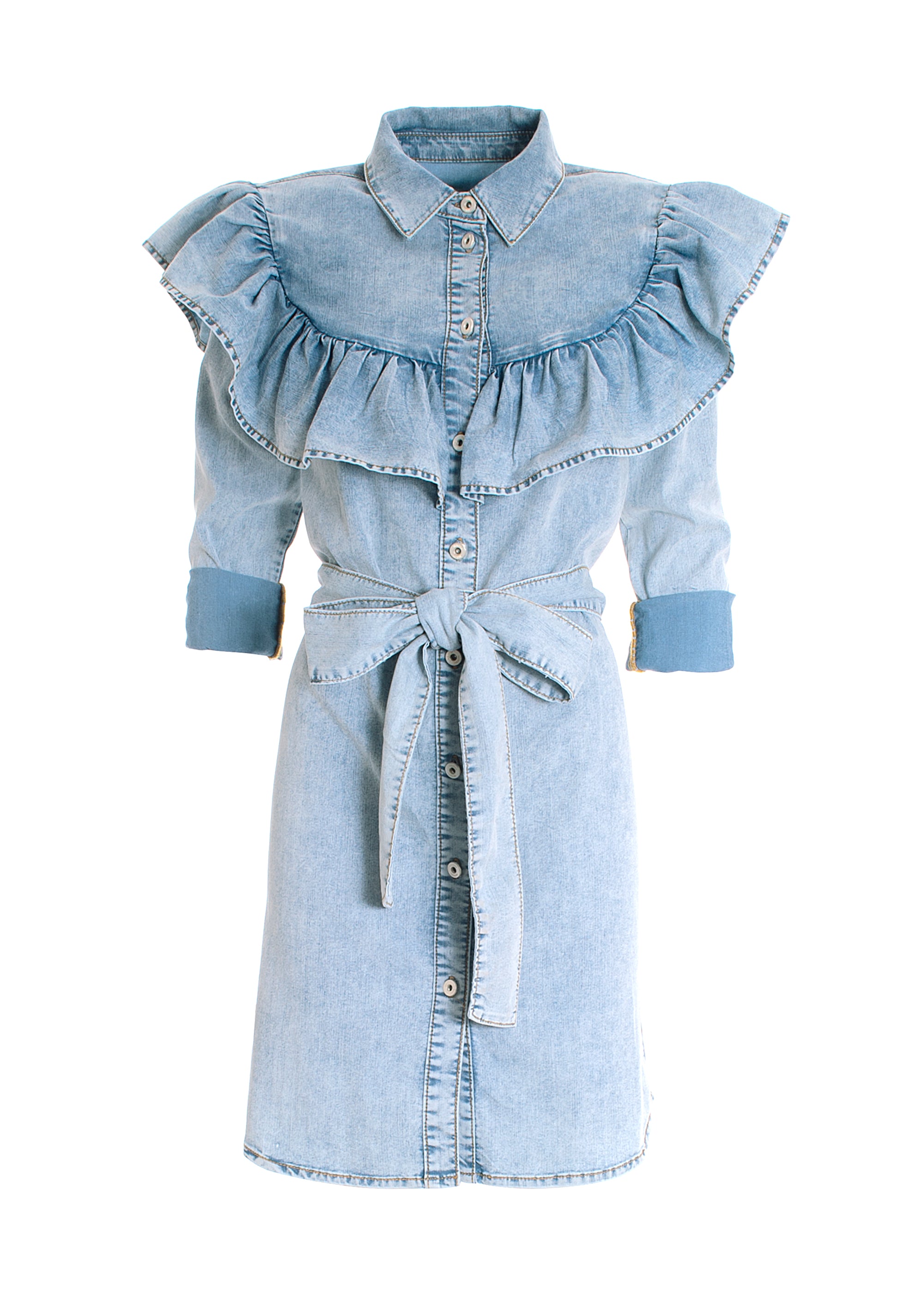 Chemisier dress regular fit made in denim with bleached wash Fracomina FP22SD4010D426P4-685_6