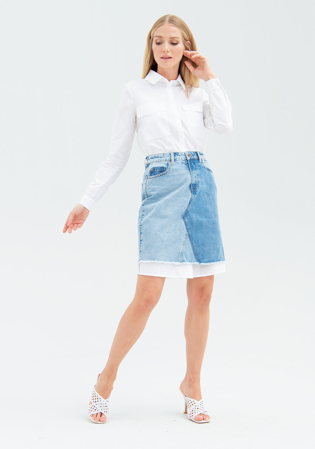 Mini skirt slim fit made in denim with middle wash Fracomina FP22SG5001D41902-277