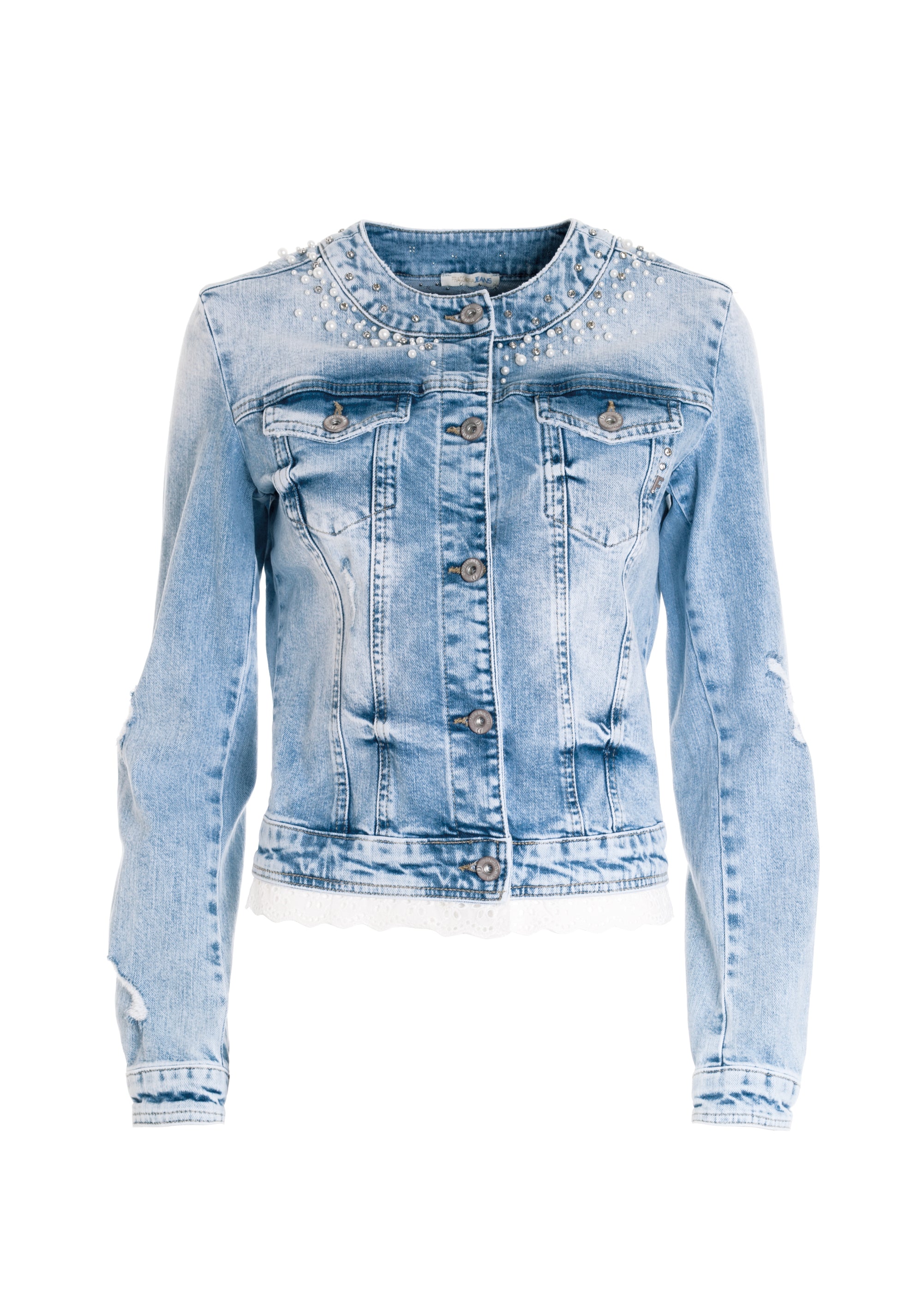 Jacket tight fit made in denim with middle wash Fracomina FP22SJ4005D420P1-D34_6