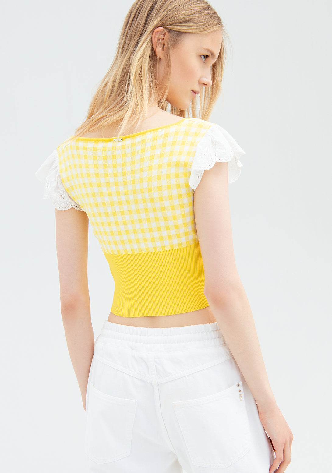 Top cropped slim fit with vichy pattern