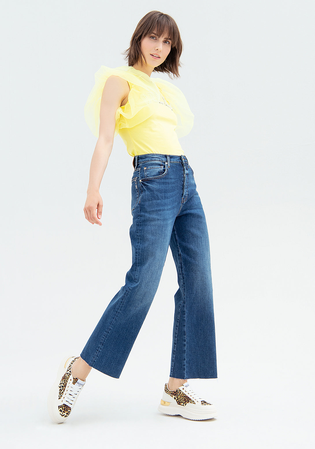 Culotte jeans wide fit made in denim with middle wash Fracomina FP22SV2006D42002-130