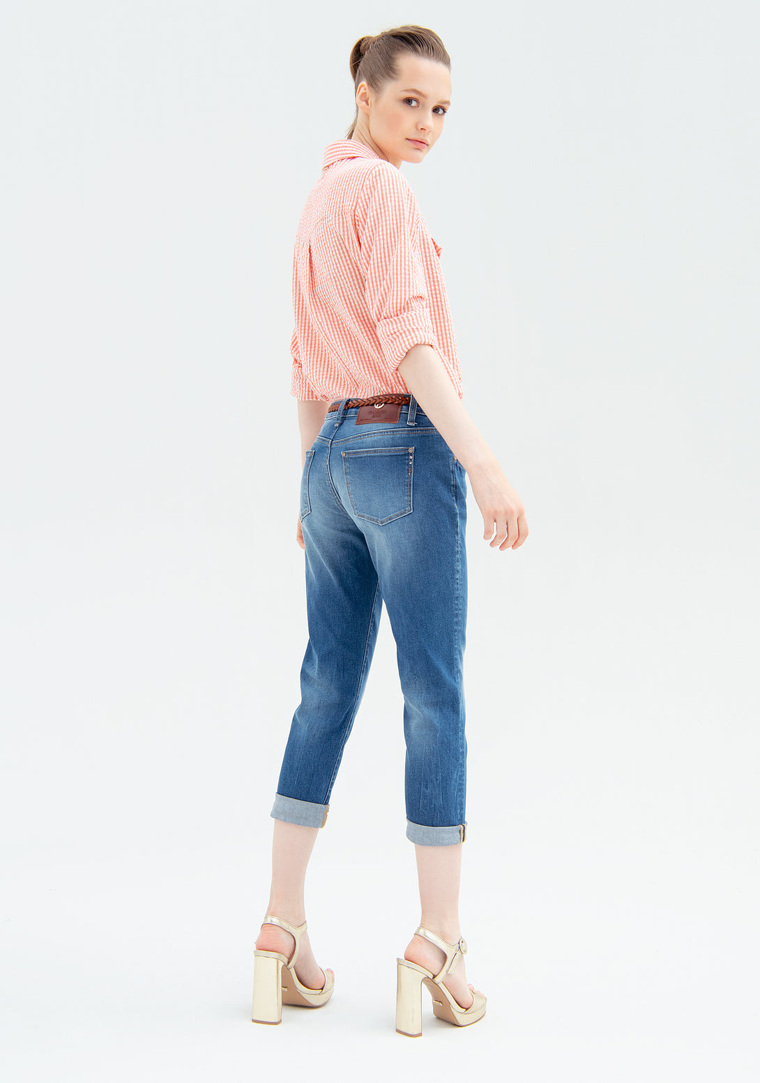 Jeans boyfriend fit cropped made in denim with middle wash