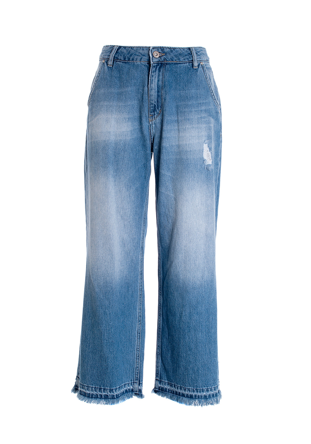 Culotte pant cropped made in denim with middle wash