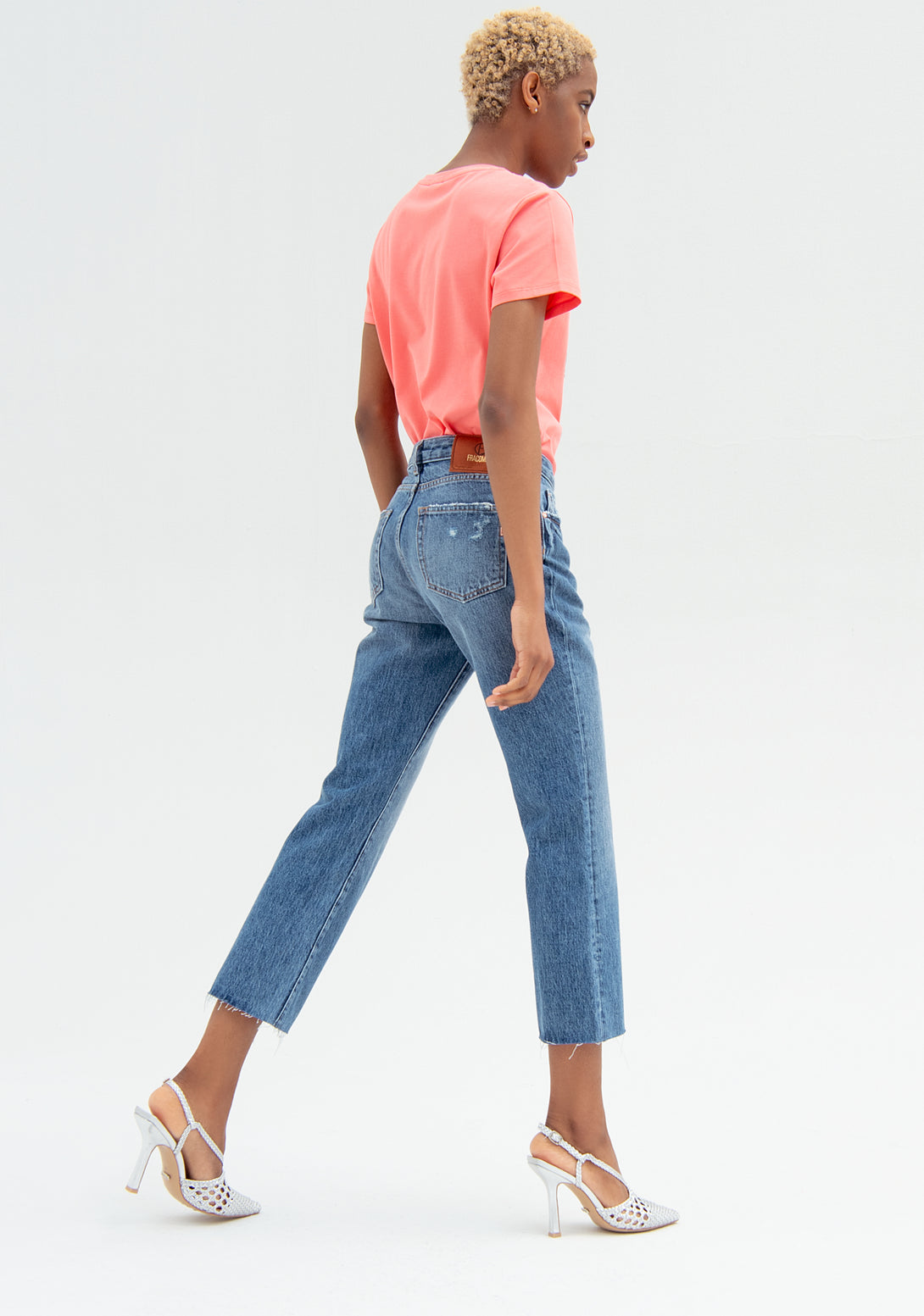 Jeans bootcut cropped made in denim with middle wash
