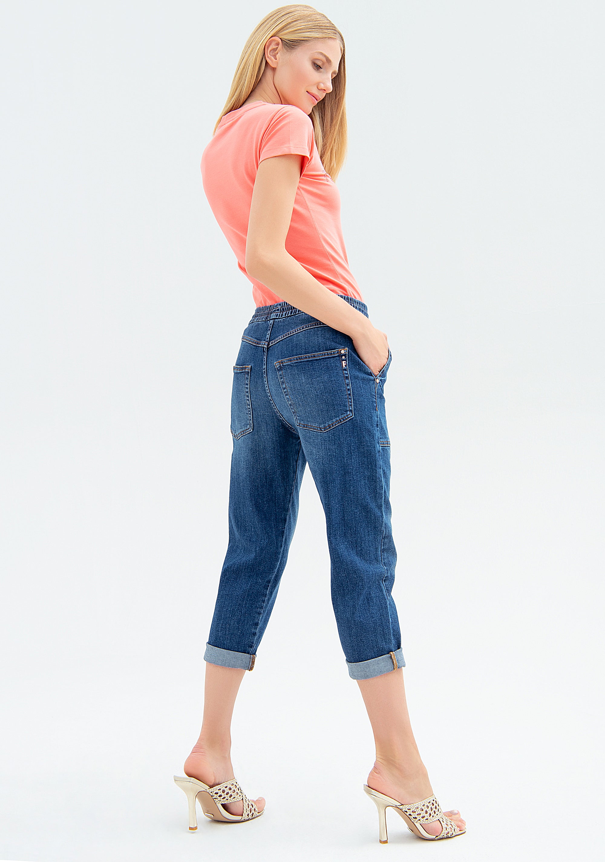 Jeans straight leg made in denim with middle wash Fracomina FP22SVD005D40102-130_4