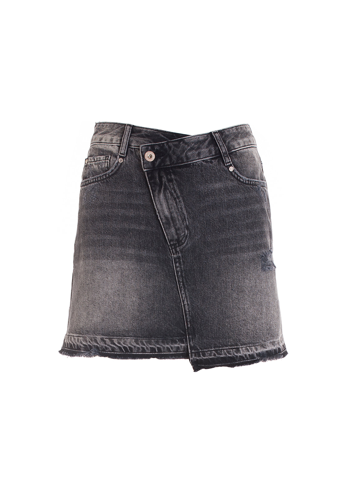 Mini skirt slim fit made in black denim with strong wash