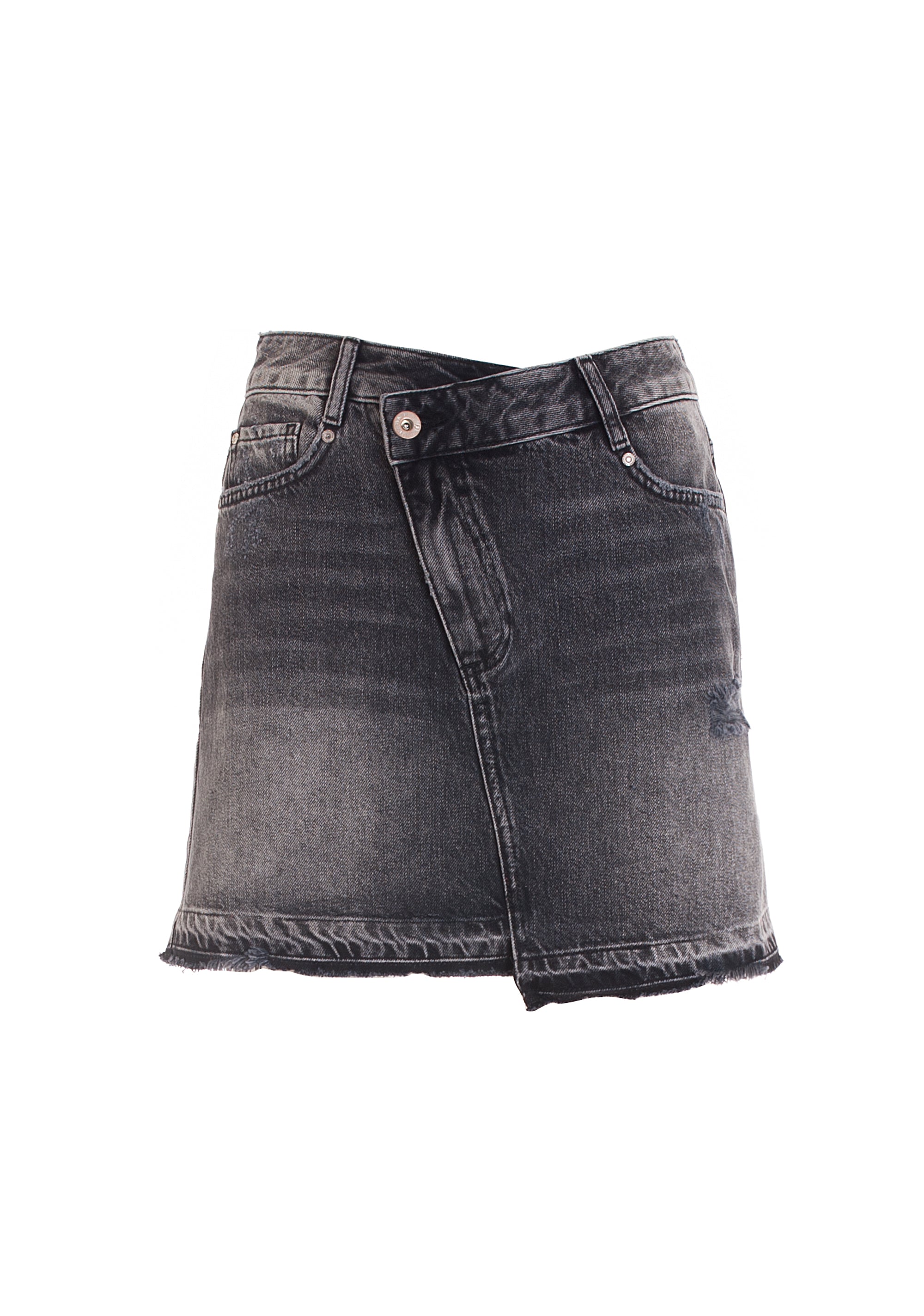 Mini skirt slim fit made in black denim with strong wash Fracomina FP22WG5002D419P2-L26_1