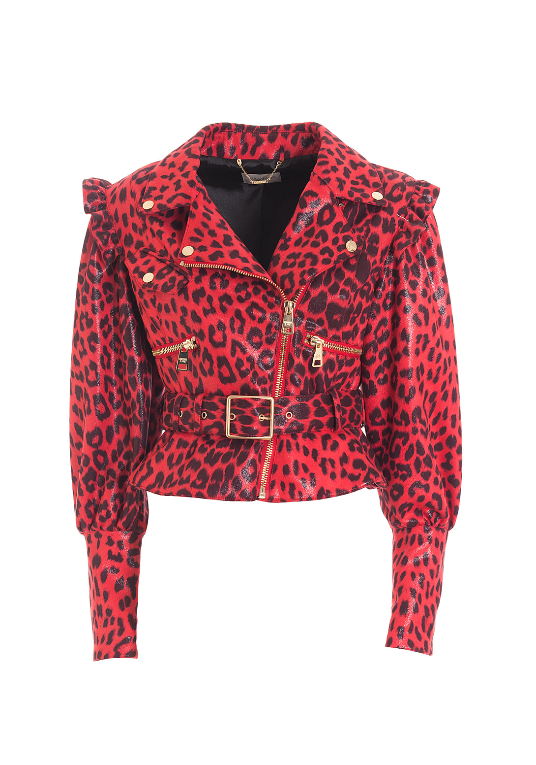Jacket regular fit made in eco leather with animalier print