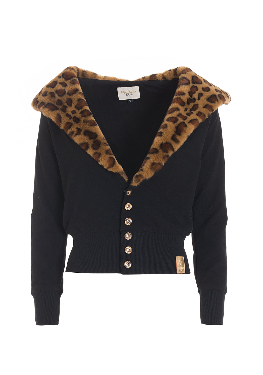 Sweater slim fit with hood with eco fur with animalier effect