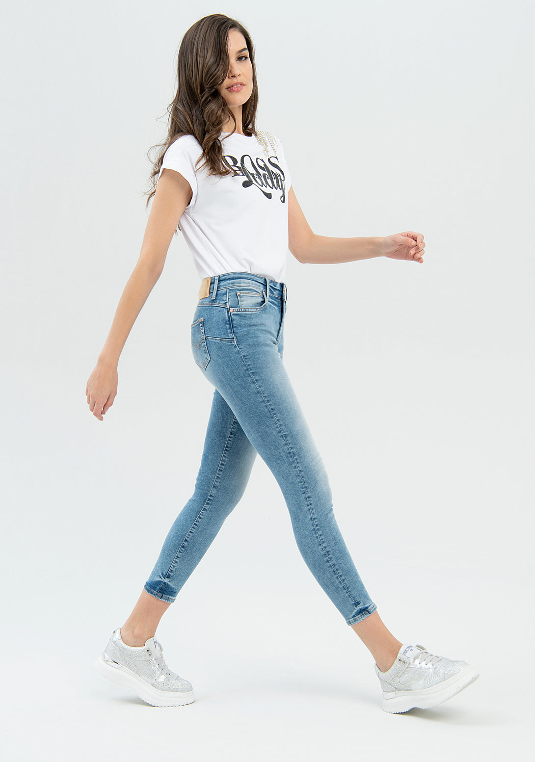 Jeans skinny fit with shape-up effect made in denim with bleached wash Fracomina FP22WV8025D40403-062-4
