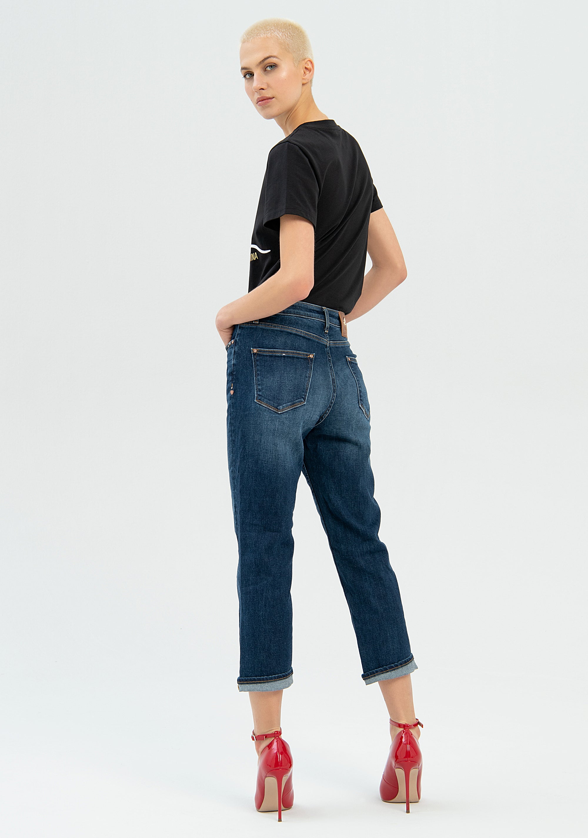 Jeans boyfriend cropped made in denim with middle wash Fracomina FP22WV9001D42002-130-4