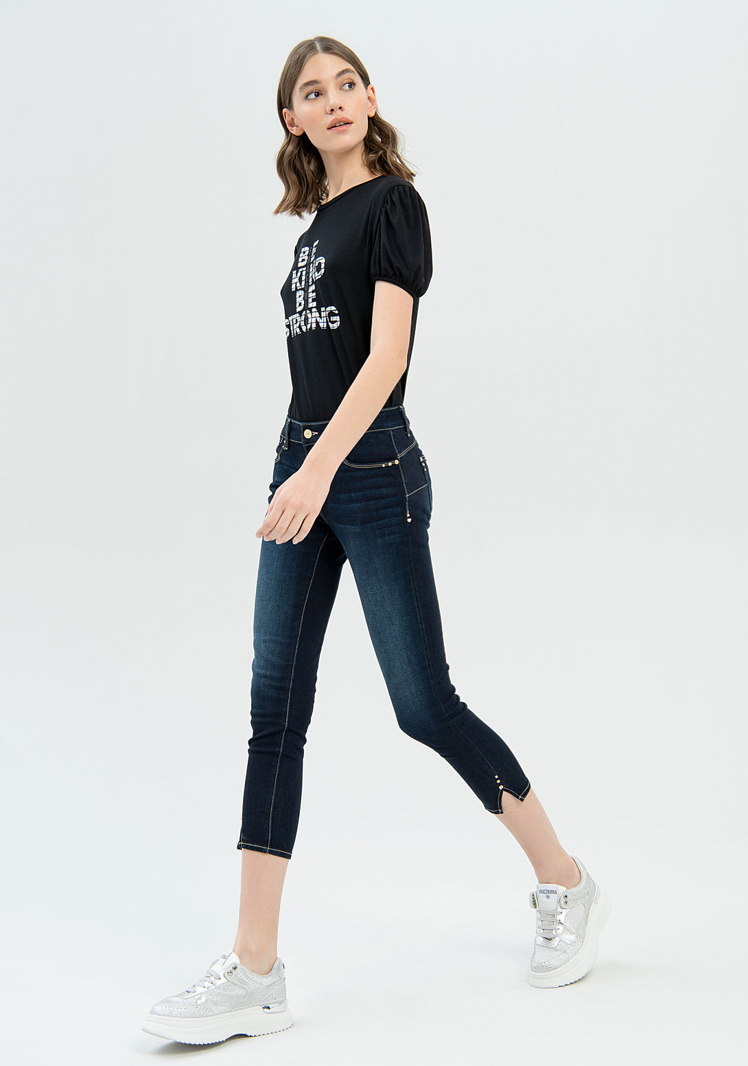 Jeans skinny fit cropped made in denim with dark wash Fracomina FP22WV9002D42002-117-4