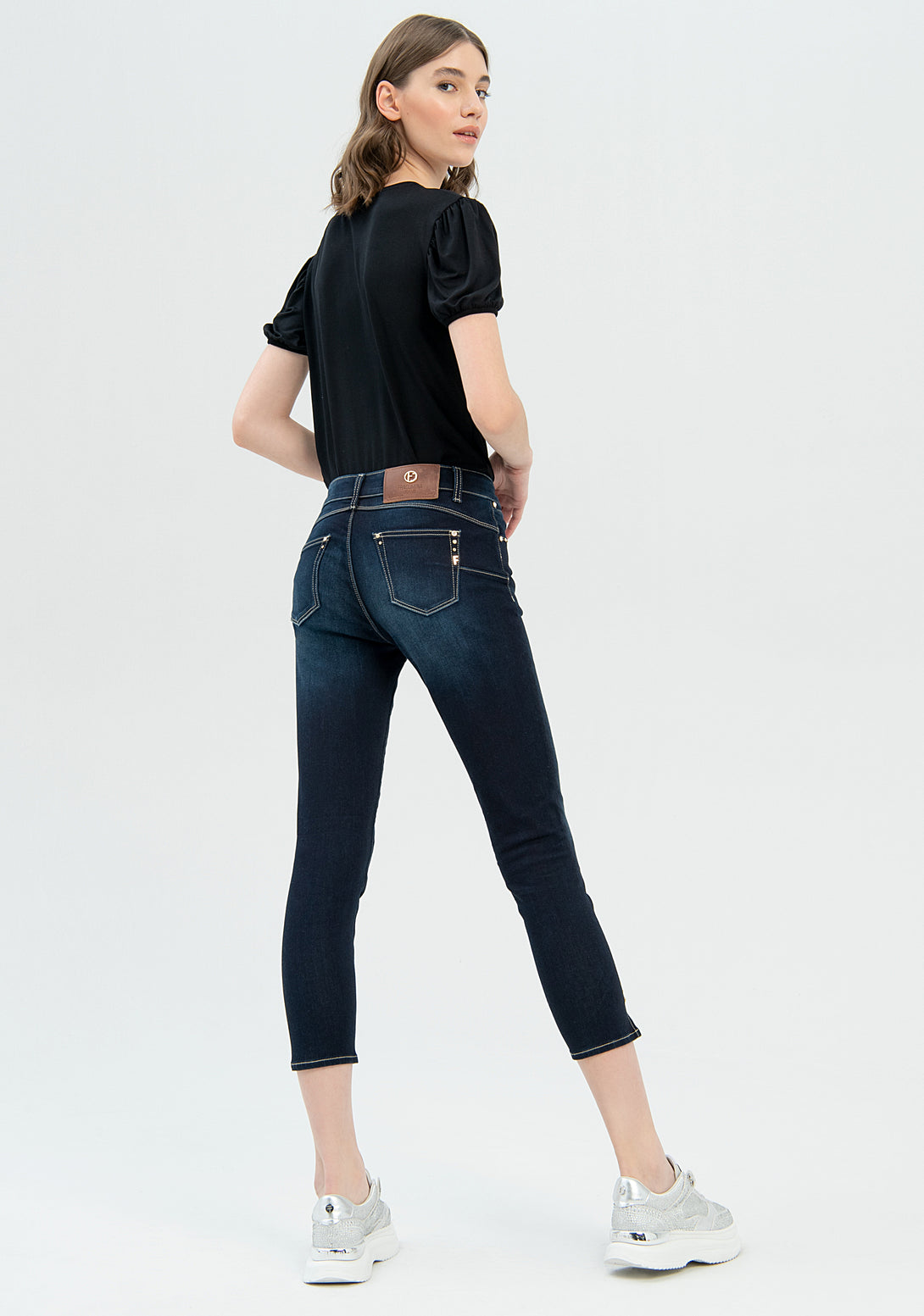 Jeans skinny fit cropped made in denim with dark wash Fracomina FP22WV9002D42002-117-5