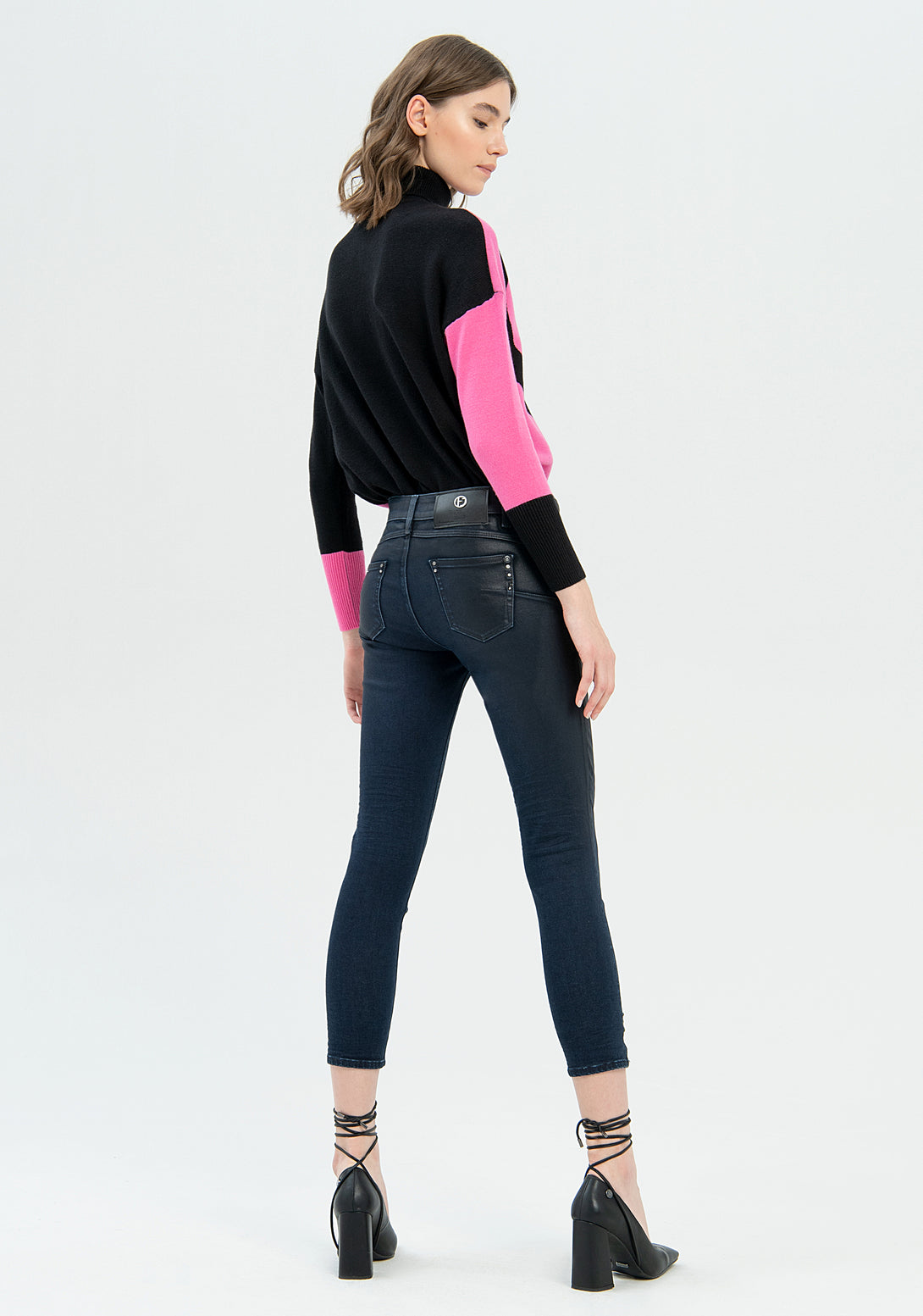 Jeans skinny fit cropped made in denim with coated effect Fracomina FP22WV9002D420P9-064-5