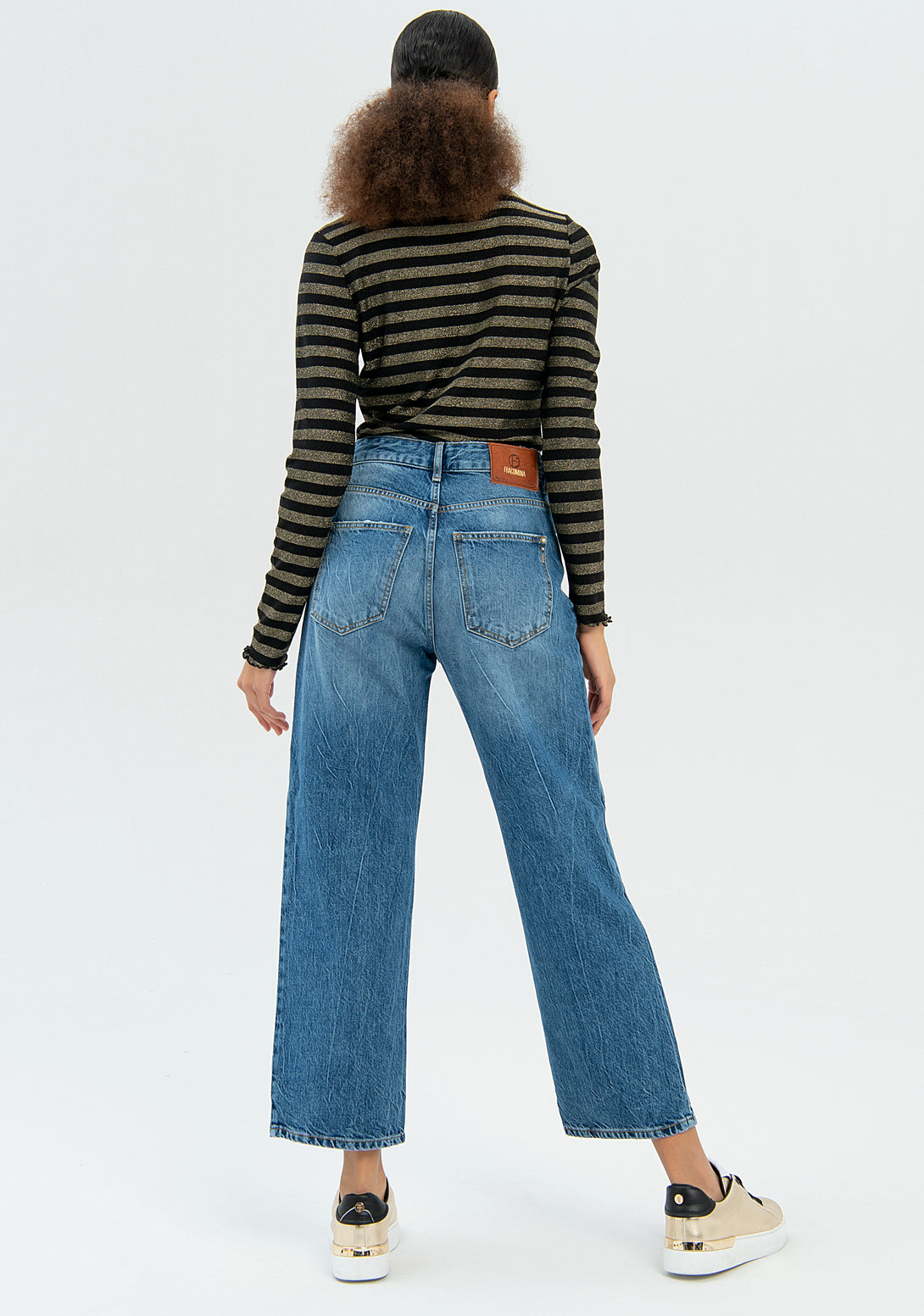Jeans wide leg cropped made in denim with middle wash Fracomina FP22WV9004D429O1-349-5
