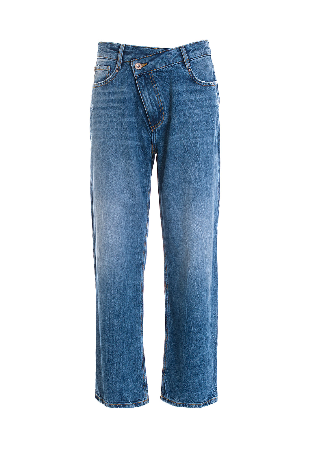 Jeans wide leg cropped made in denim with middle wash