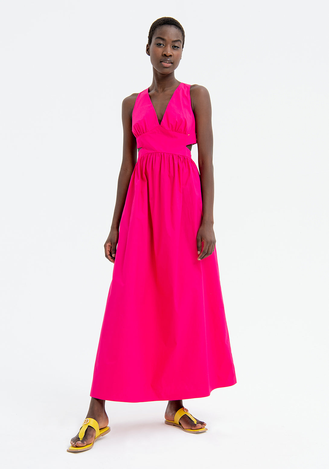 Long sleeveless dress made in popeline Fracomina FP23SD3003W40001-148-1