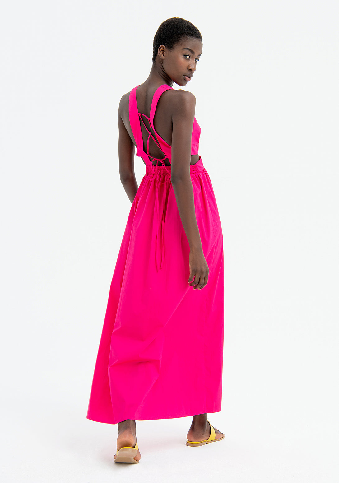 Long sleeveless dress made in popeline Fracomina FP23SD3003W40001-148-3