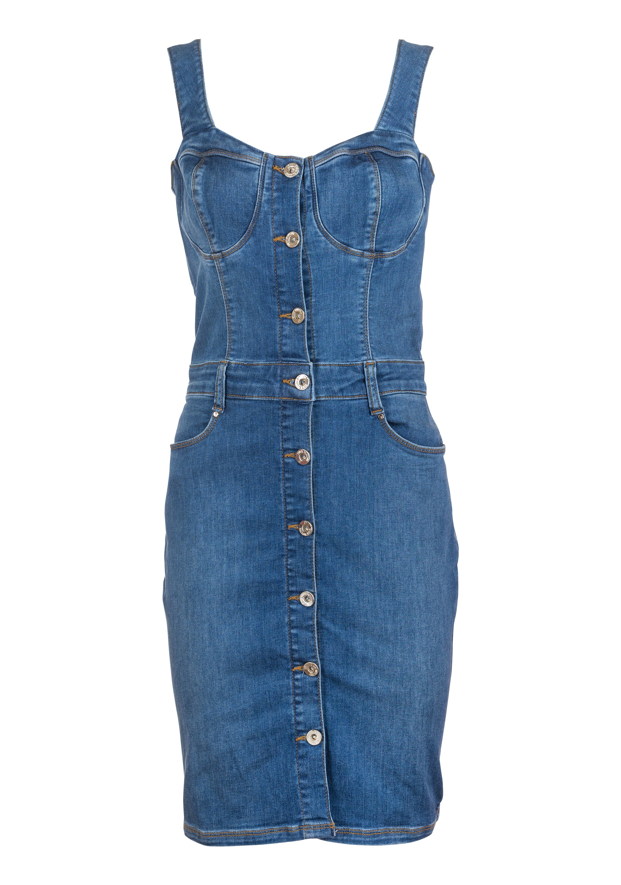 Sleeveless dress slim fit made in denim with middle wash Fracomina FP23SD4003D40802-257-1_78916eaa-f406-45da-b5fc-31912521884e