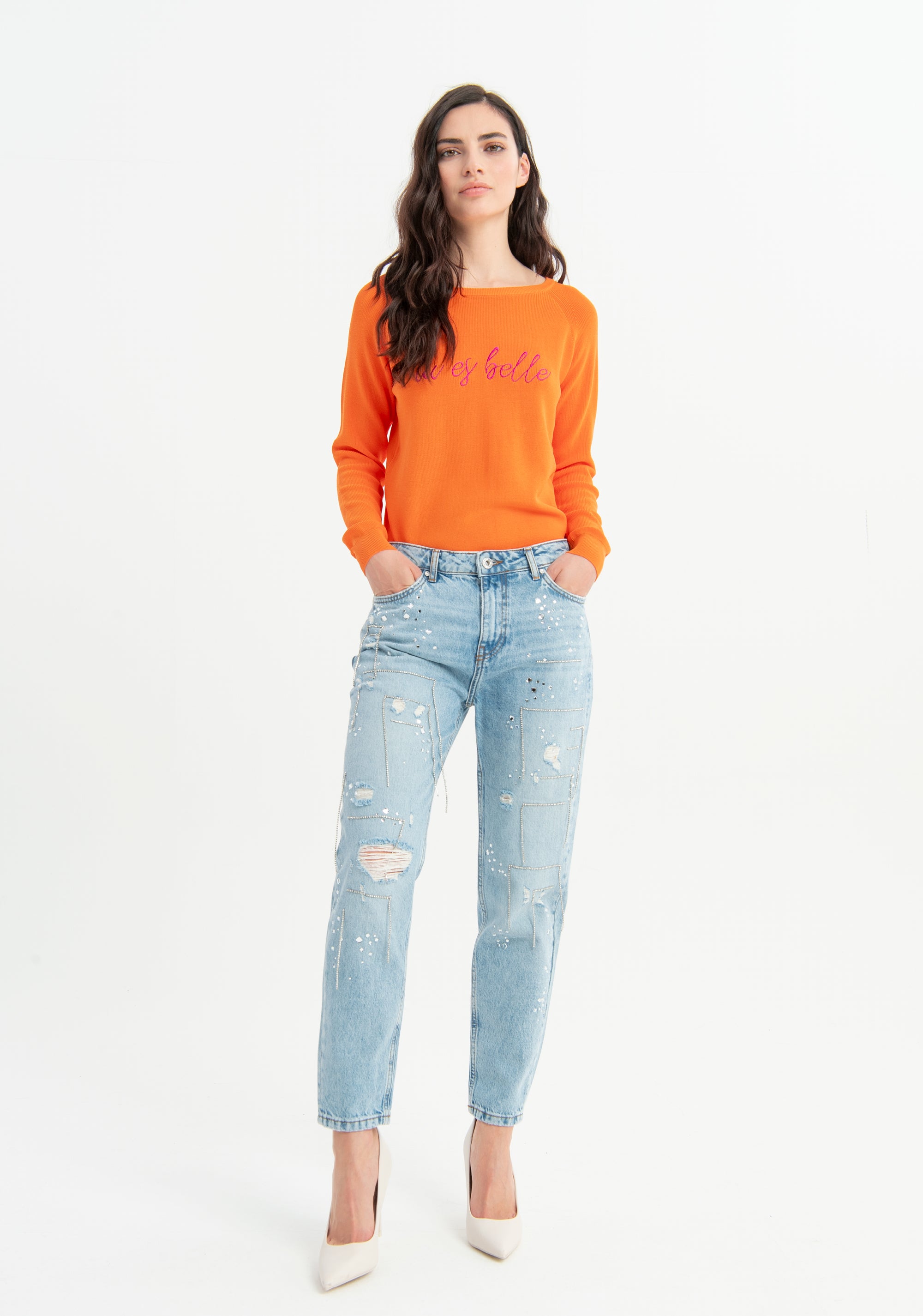 Jeans boyfriend fit made in denim with light wash Fracomina FP23SV5002D41903-428