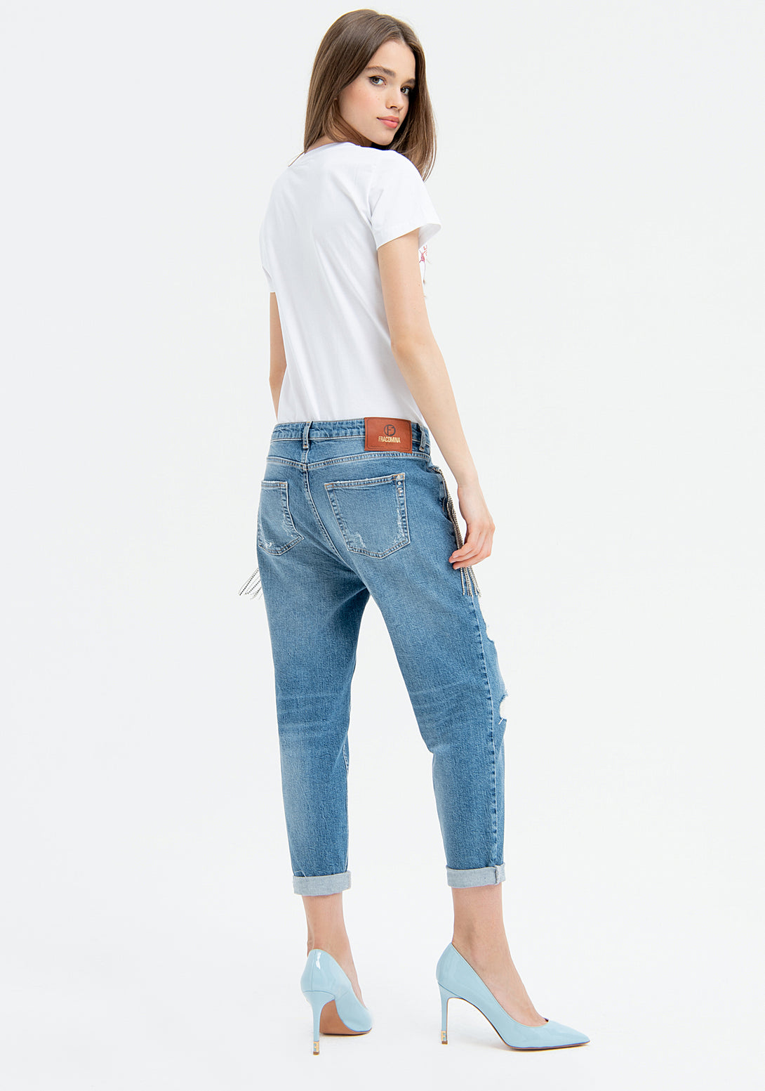Jeans boyfriend fit made in denim with light wash Fracomina FP23SV5002D419O6-430-3