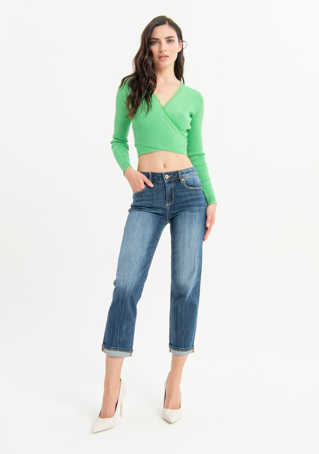 Jeans cropped made in denim with middle wash Fracomina FP23SV8010D40102-349