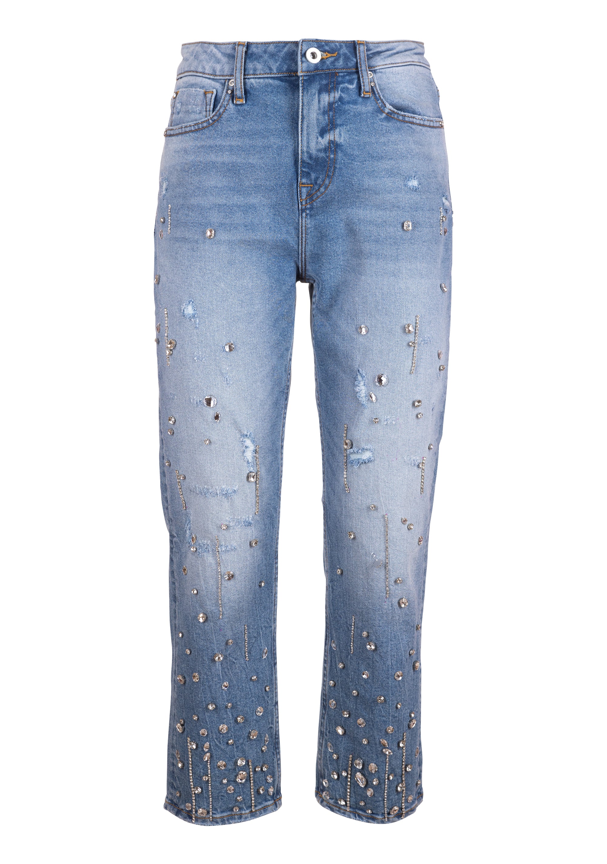 Jeans cropped made in denim with light wash Fracomina FP23SV9001D450R9-275-1