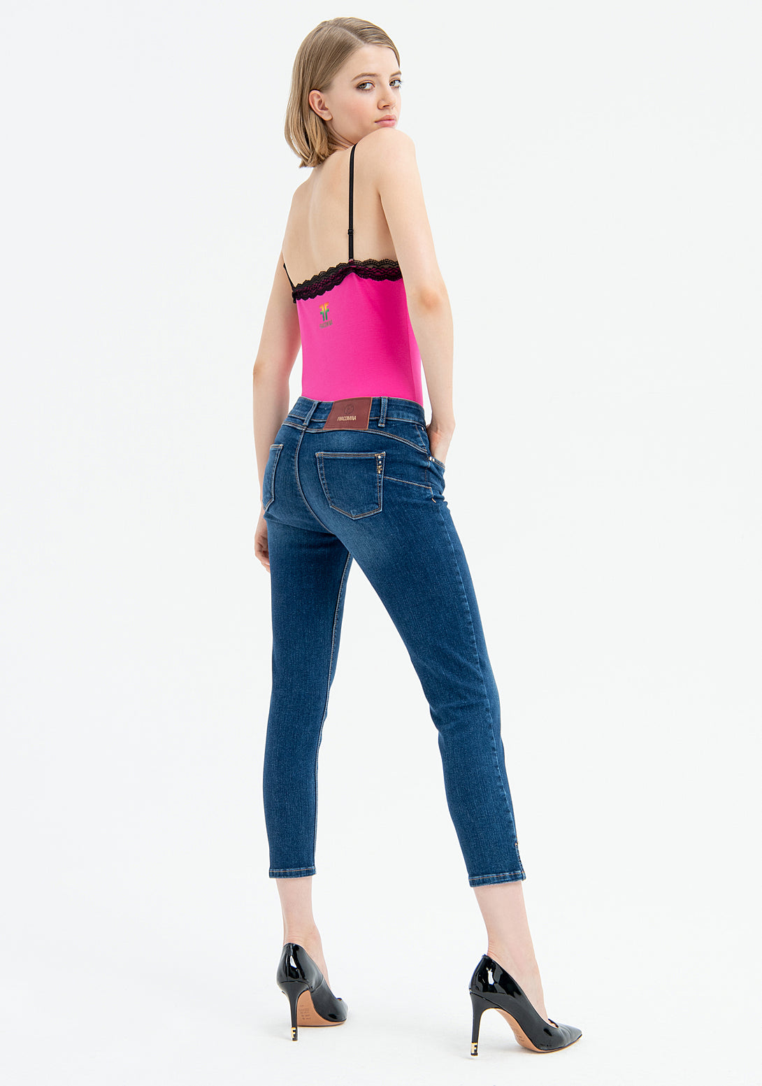 Jeans slim fit made in denim with dark wash Fracomina FP23SV9002D40902-987-4