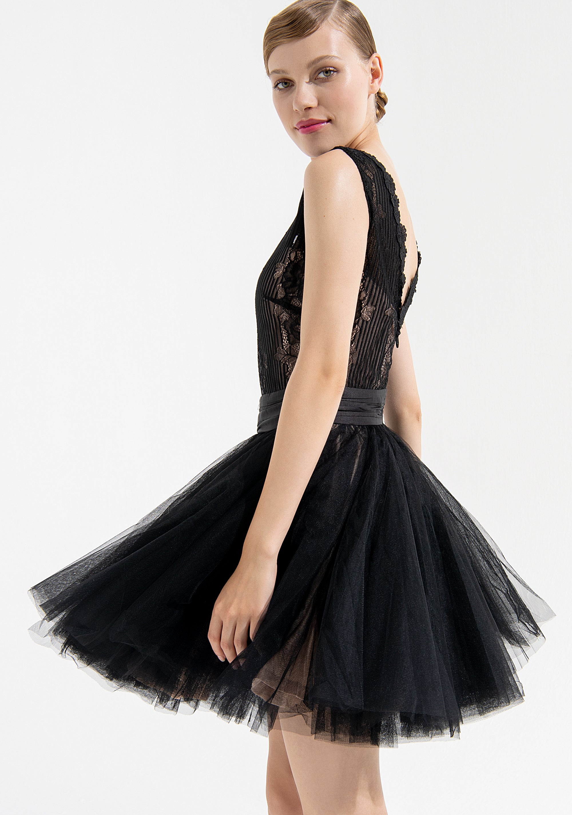 Dress with V neck and tulle skirt Fracomina FQ000D1001W463Q5-053_2