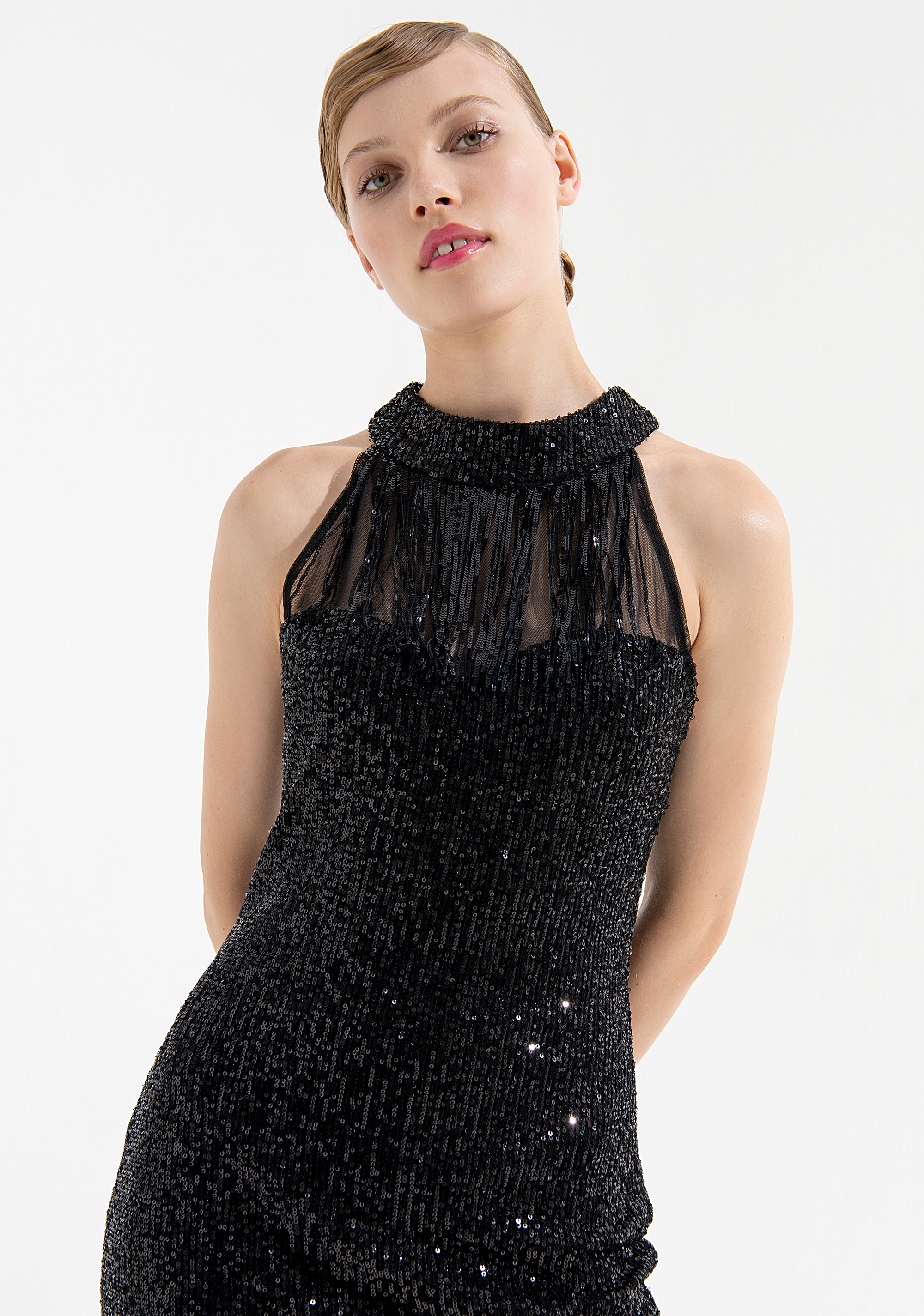 Fitted dress with fringes. Fracomina FQ000D1003W504N6-053_2