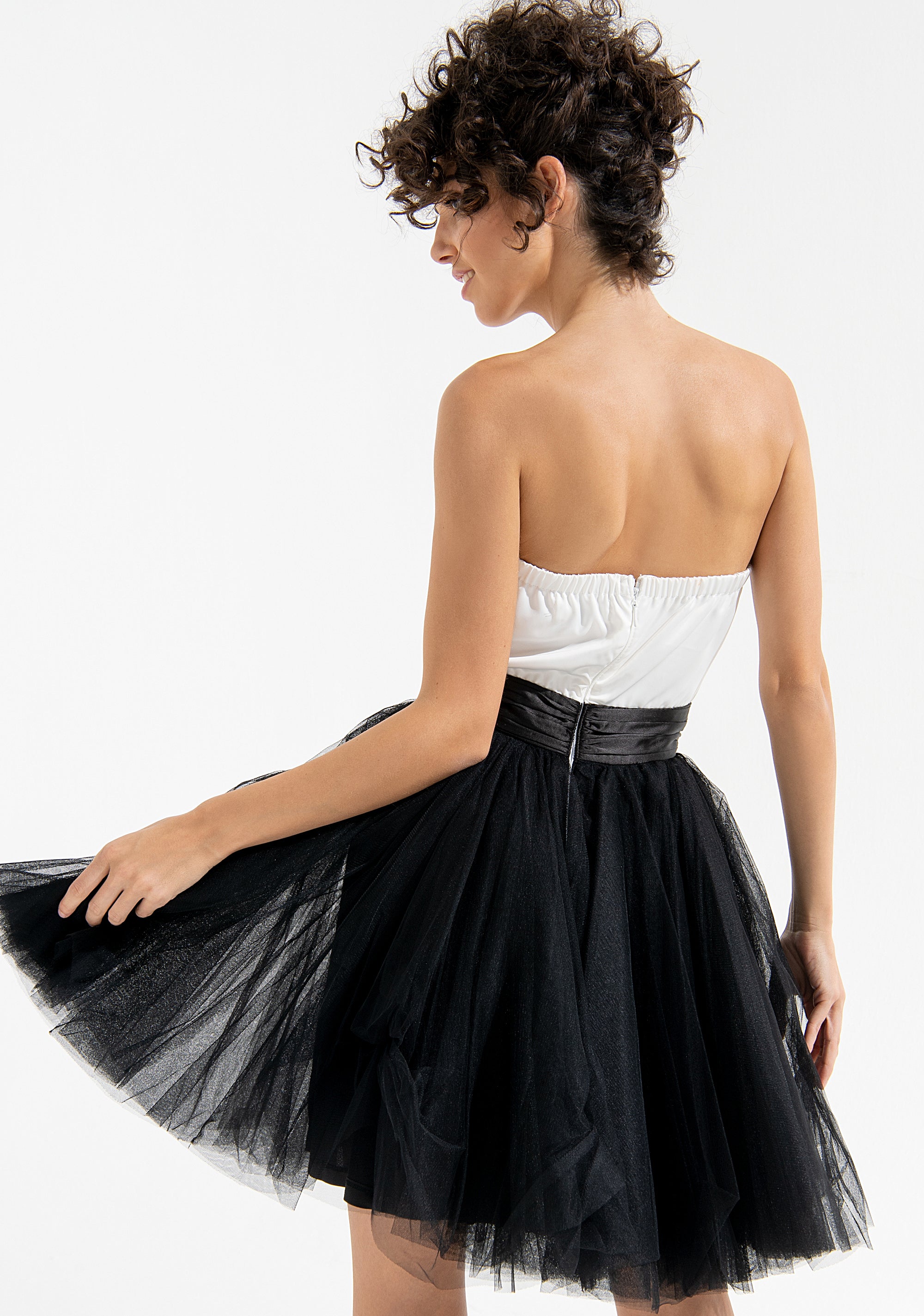 Sleeveless short dress with tulle skirt Fracomina FQ000D1005W406Q5-324_4