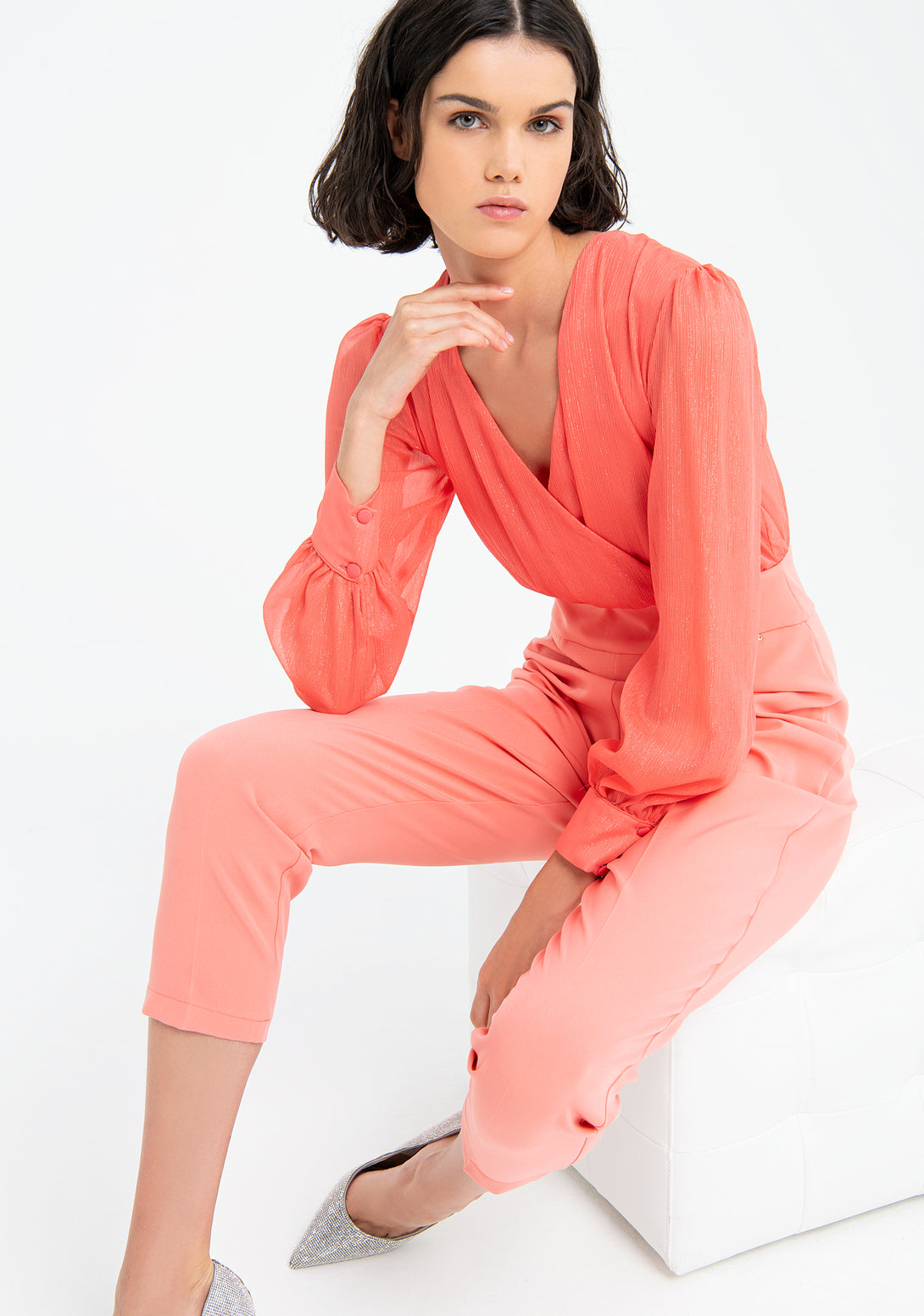Jumpsuit regular fit made with mixed fabrics