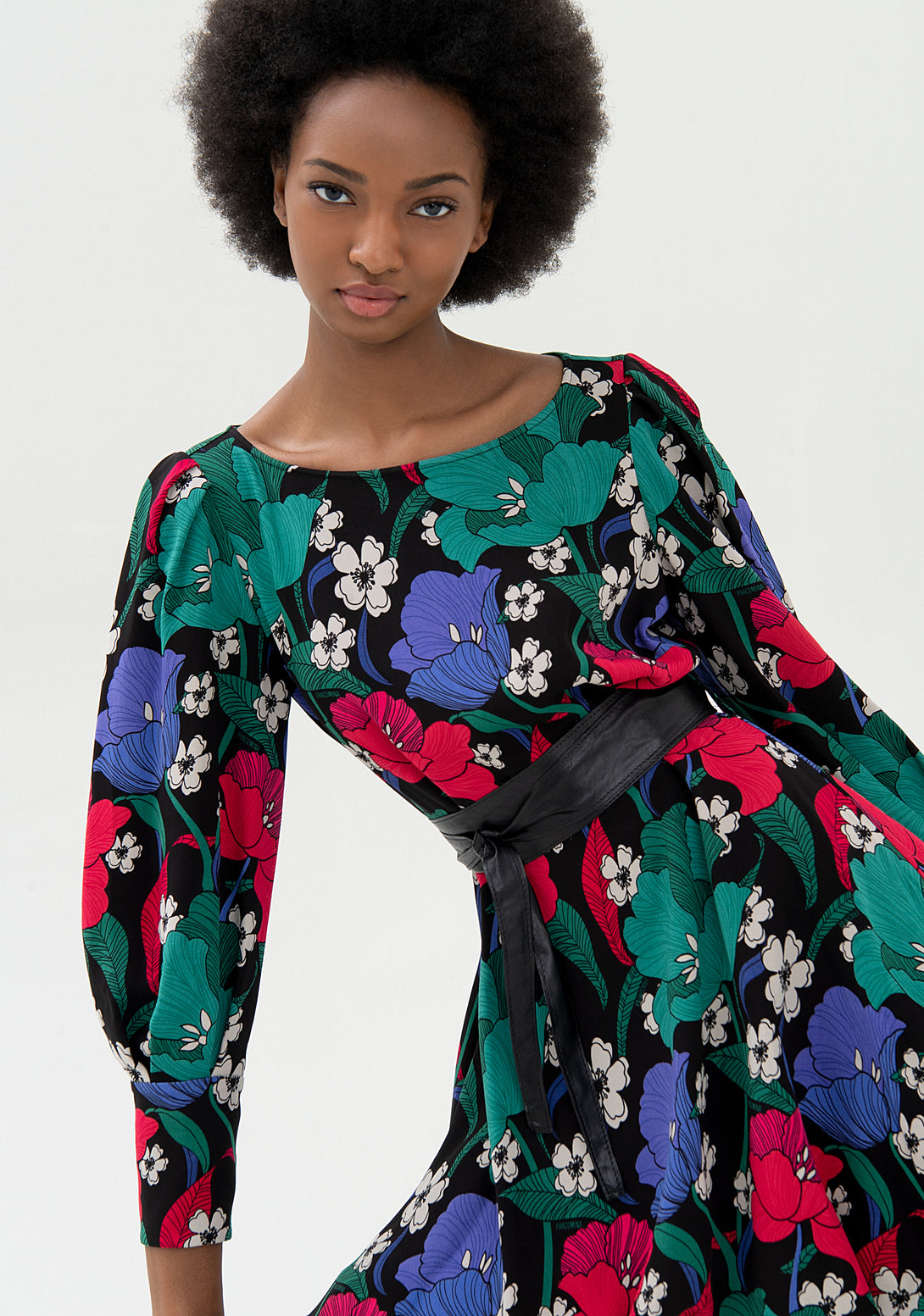 Mini dress regular fit with multicolor flowery print