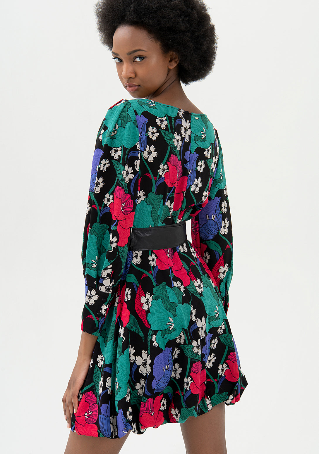 Mini dress regular fit with multicolor flowery print