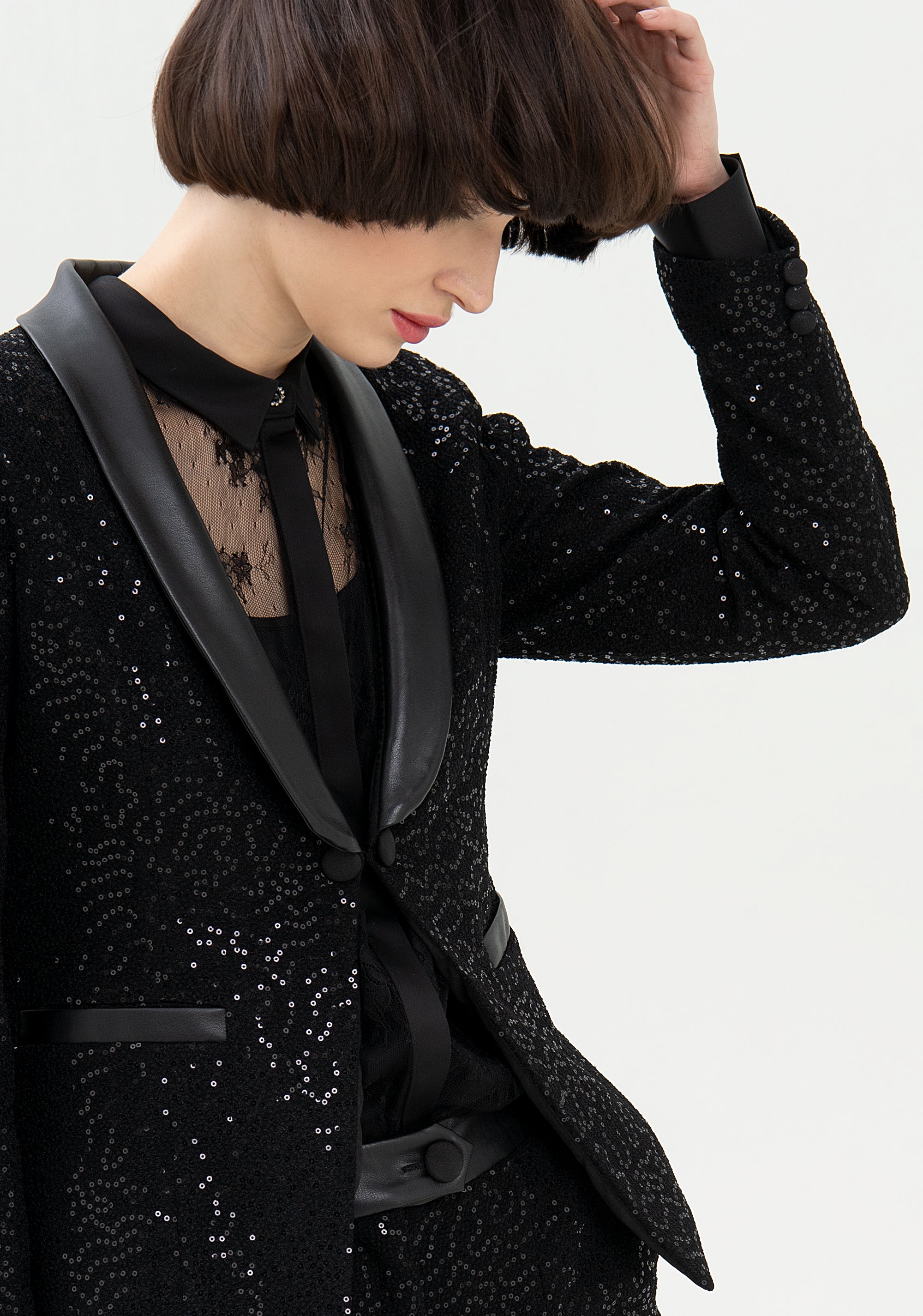 Blazer tight fit with shiny sequins Fracomina FQ21WJ2015O42901-053_02