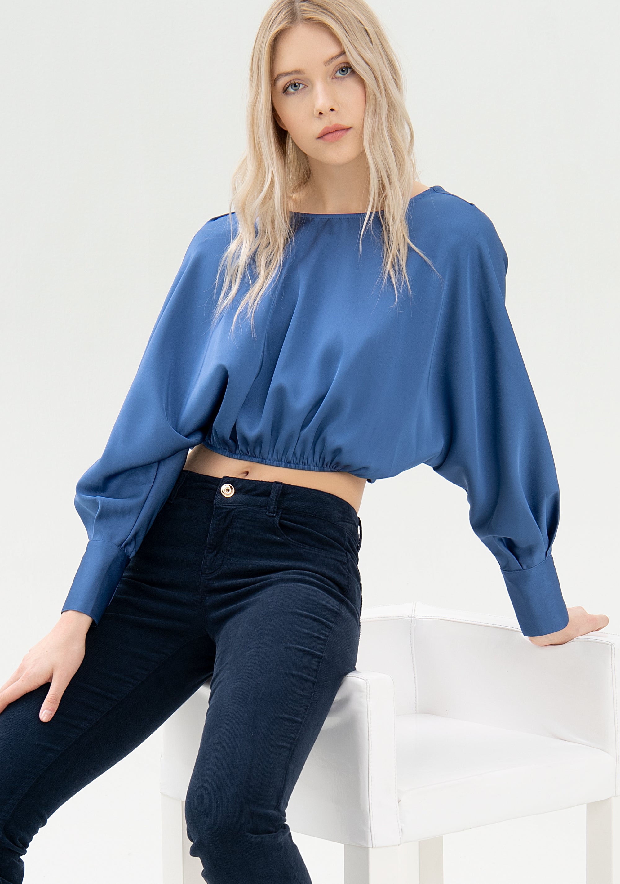 Blouse cropped made in satin Fracomina FQ21WT1015W44101-B91_03