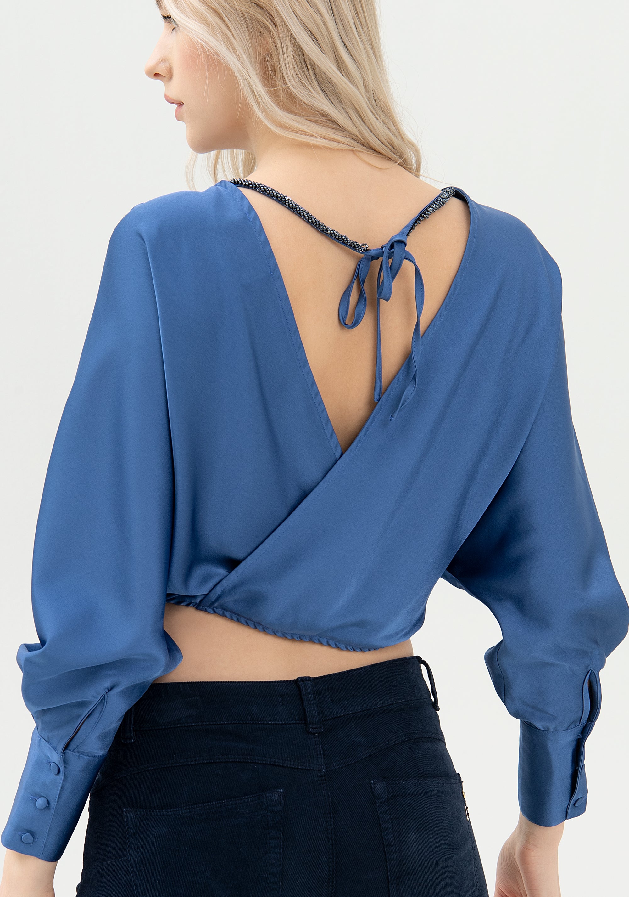 Blouse cropped made in satin Fracomina FQ21WT1015W44101-B91_04