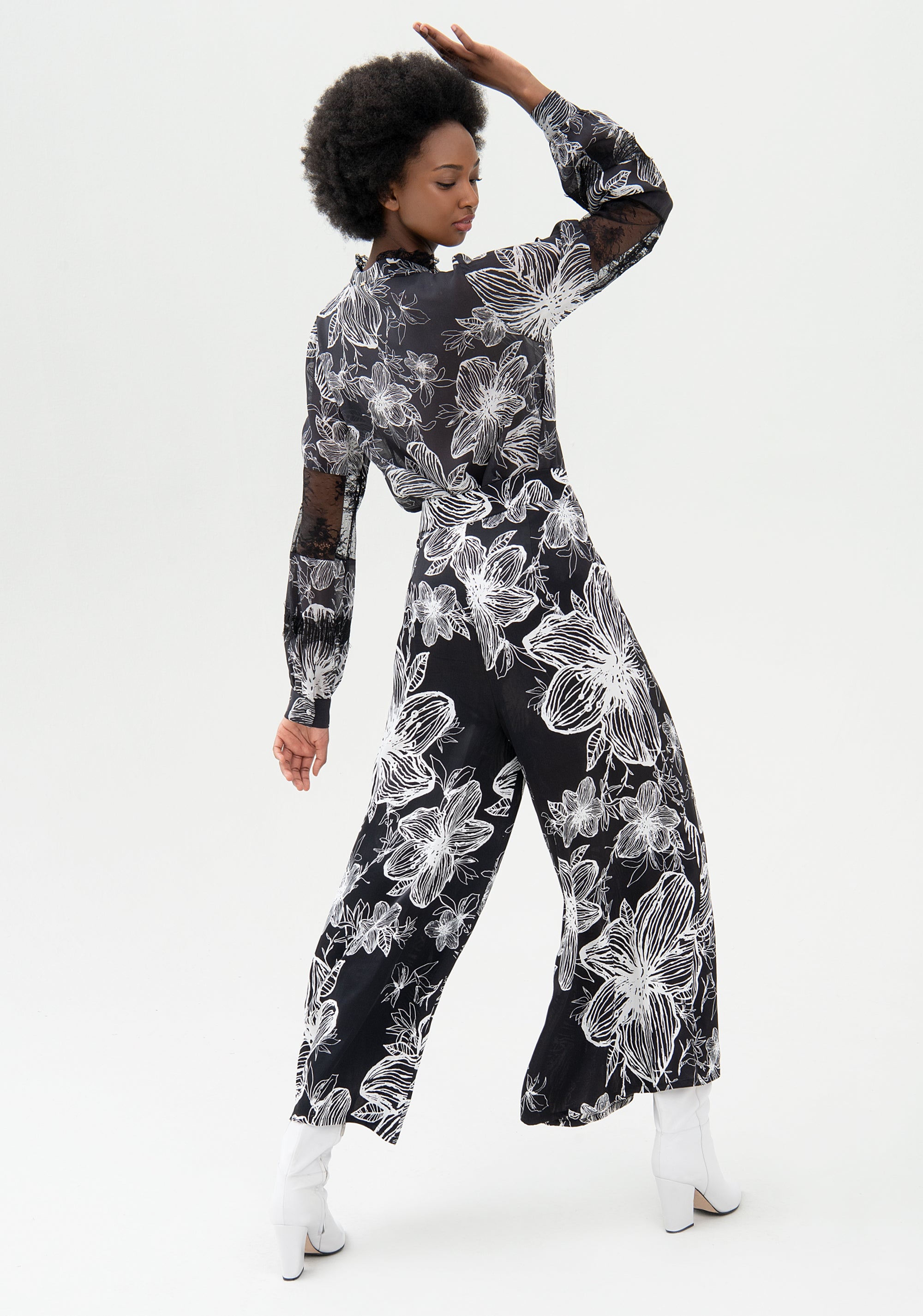 Culotte flare pant with flowery pattern Fracomina FQ21WV3006O412N4-053_05