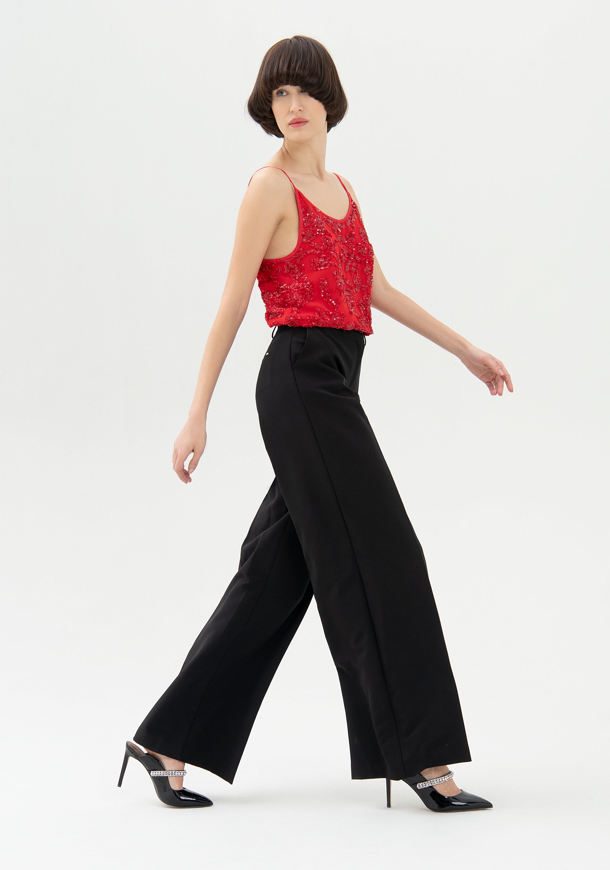 Palazzo pant flare made in technical fabric Fracomina FQ21WV3013W43901-053_03