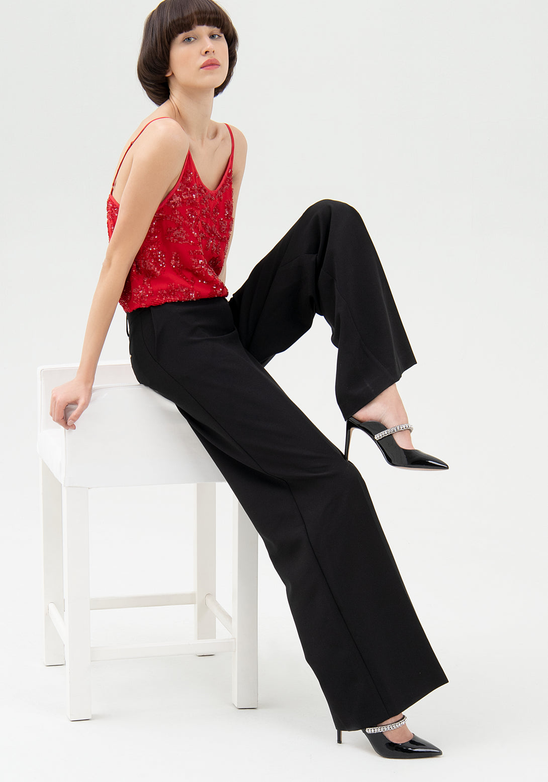 Palazzo pant flare made in technical fabric
