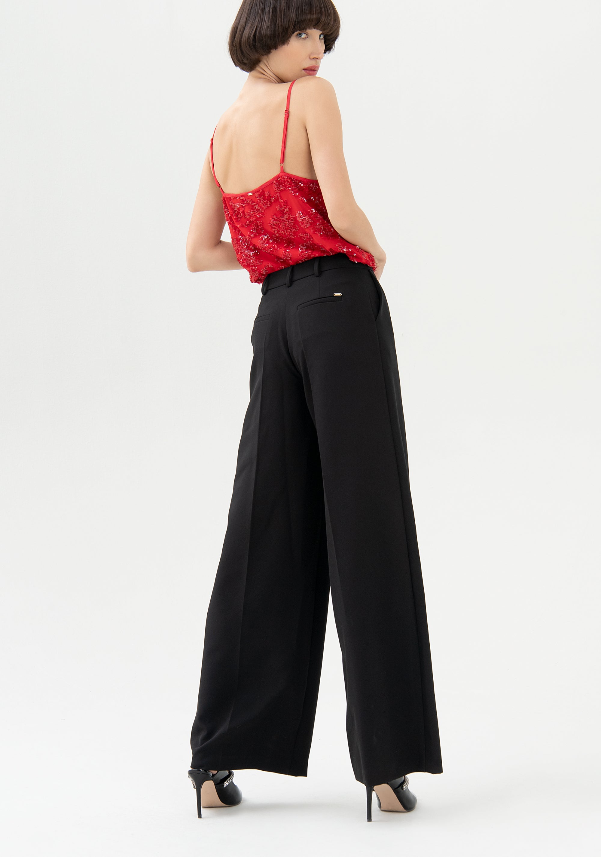 Palazzo pant flare made in technical fabric Fracomina FQ21WV3013W43901-053_05