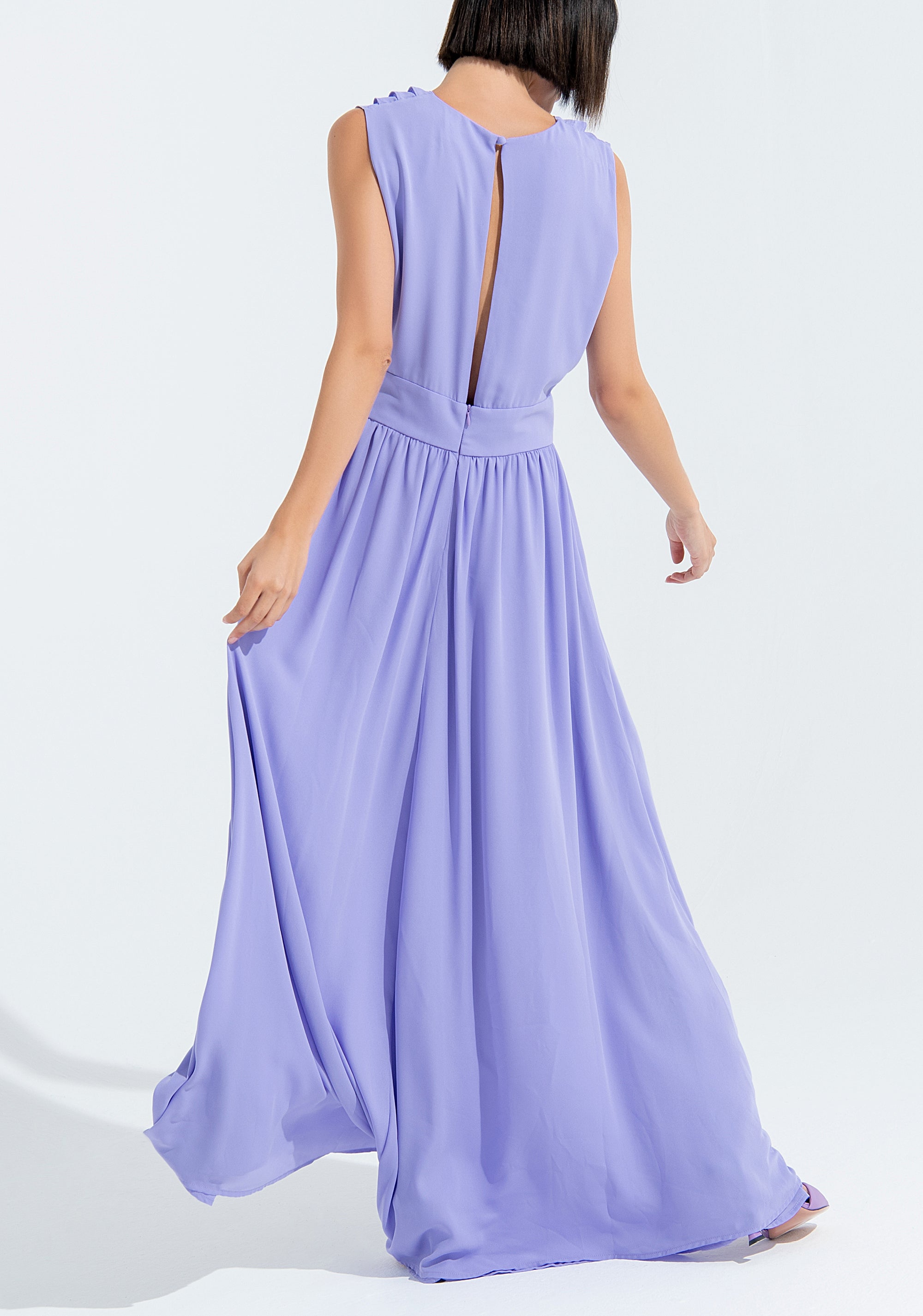 Long dress made in crépe with no sleeves Fracomina FQ22SD3002W41201-I89_4