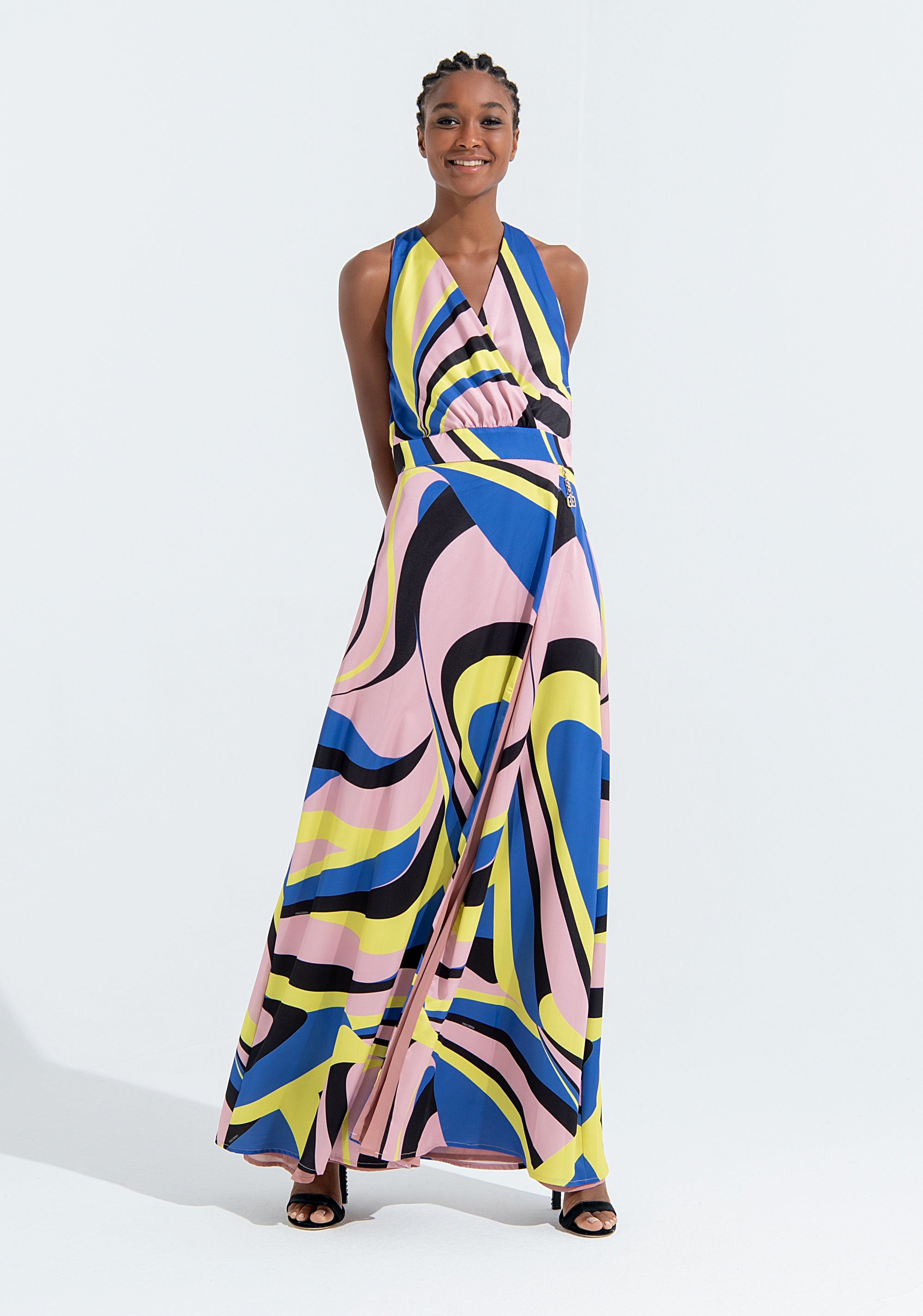 Long dress with geometric pattern and no sleeves Fracomina FQ22SD3004W470N4-A78