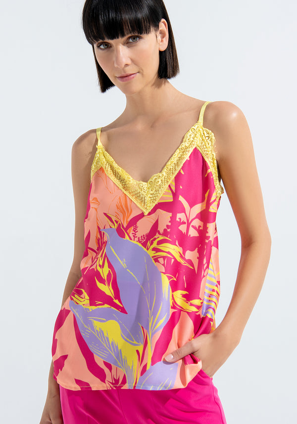 Top with tropical pattern and no sleeves Fracomina FQ22ST1002W451R8-C19_2