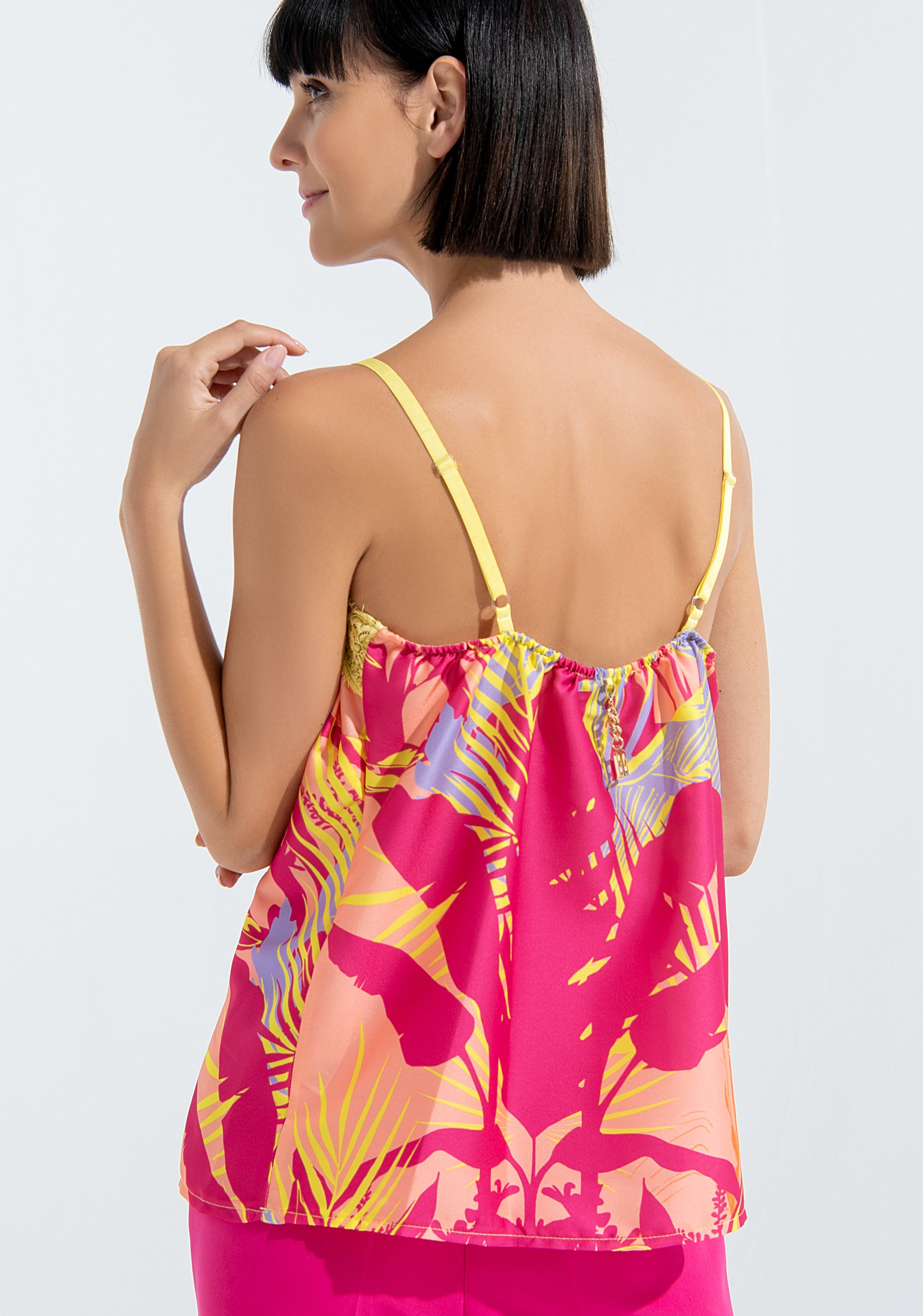 Top with tropical pattern and no sleeves Fracomina FQ22ST1002W451R8-C19_4