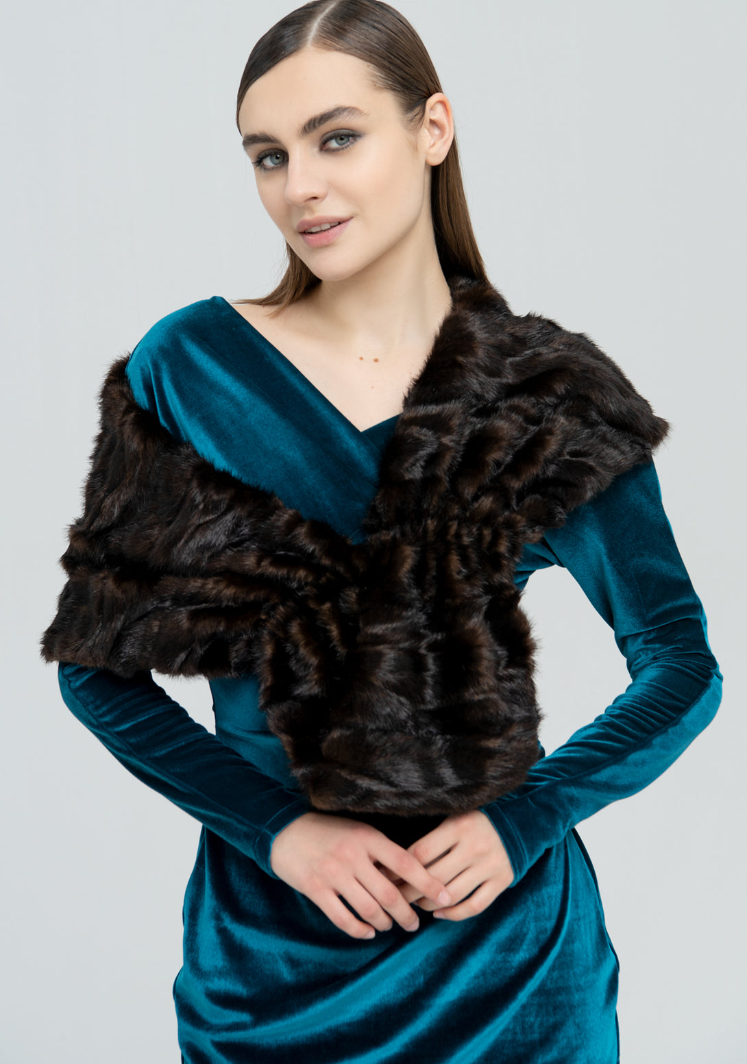 Stole regular size made in eco fur Fracomina FQ22WC4003W54801-091