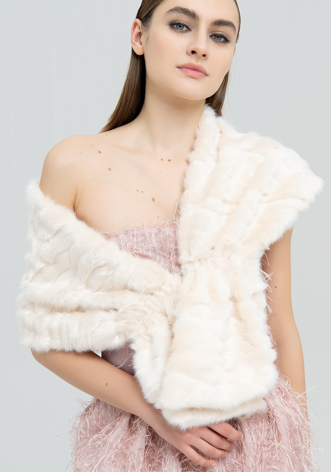 Stole regular size made in eco fur Fracomina FQ22WC4003W54801-108-2