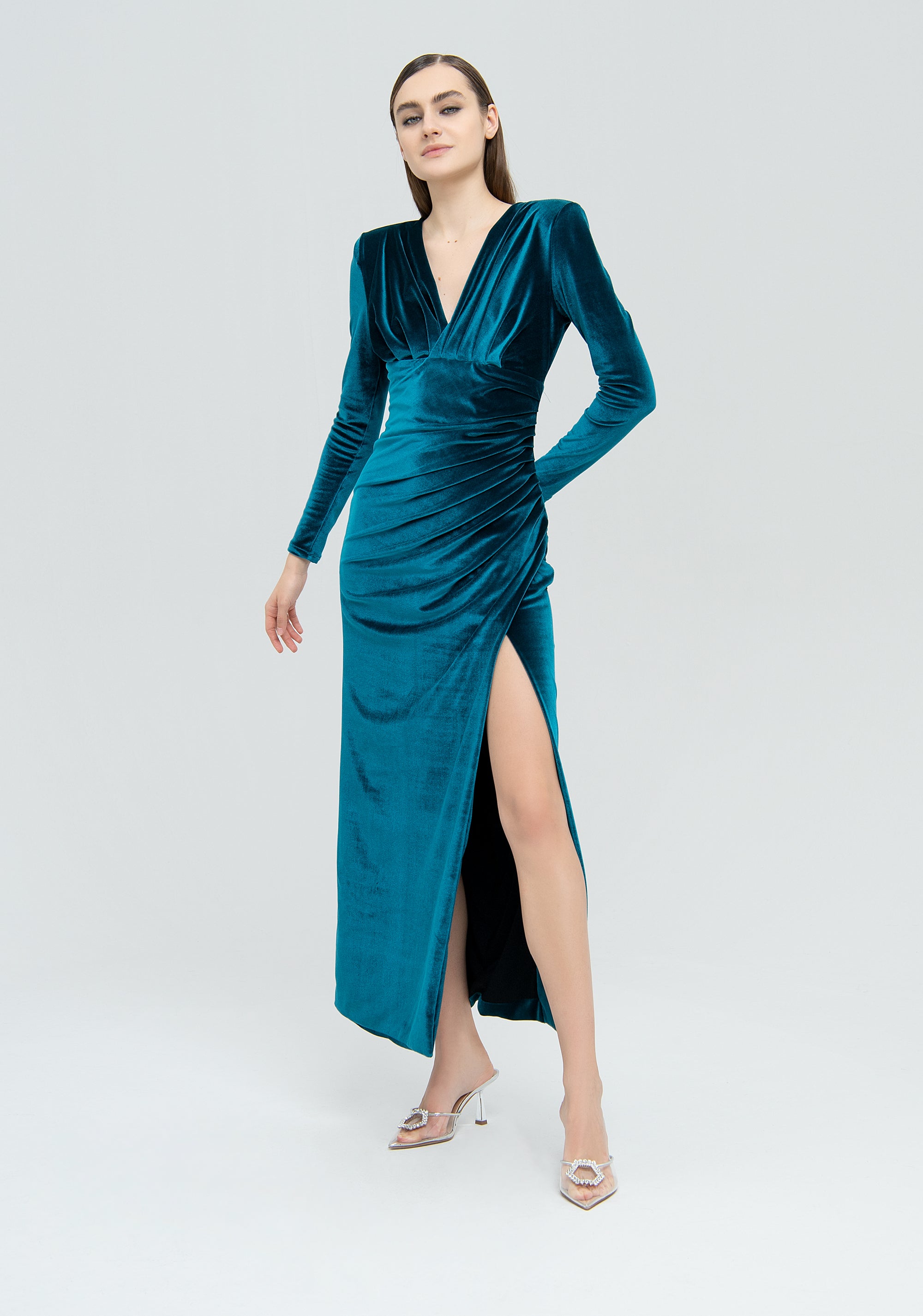 Long dress slim fit made in velvet Fracomina FQ22WD3005W59601-L53