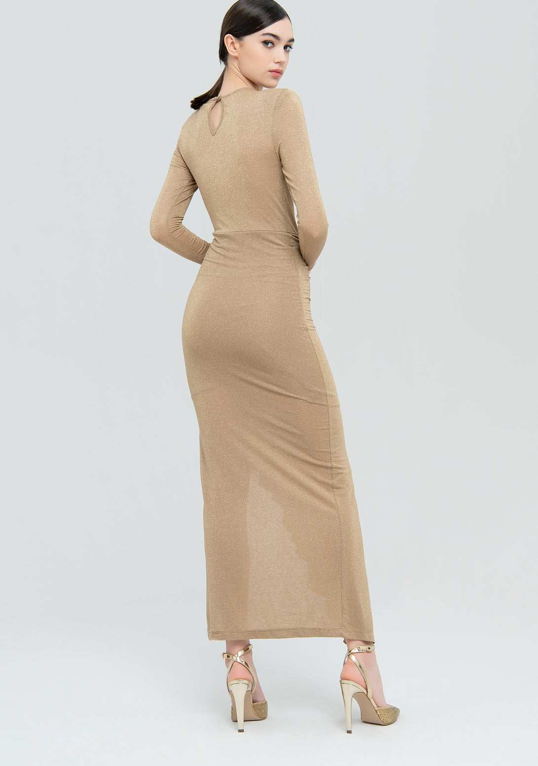 Long dress slim fit made in lurex Fracomina FQ22WD3007W581Q7-150-4