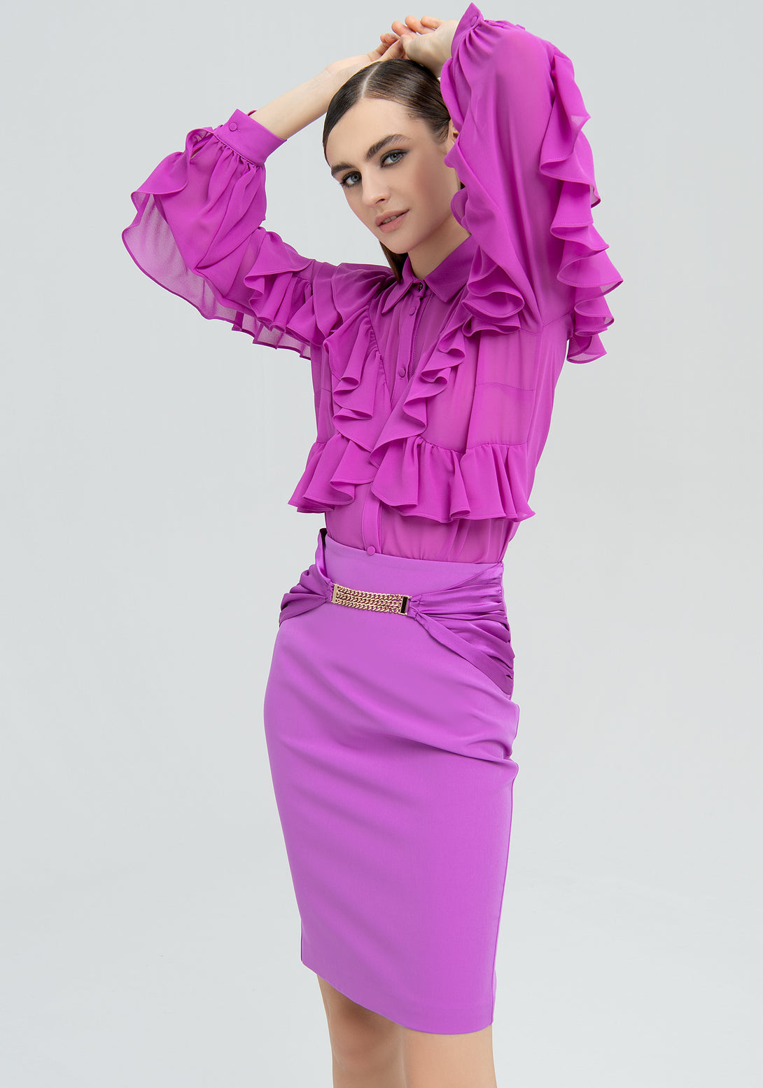 Sheath skirt slim fit made in technical fabric Fracomina FQ22WG1002W42901-335-2
